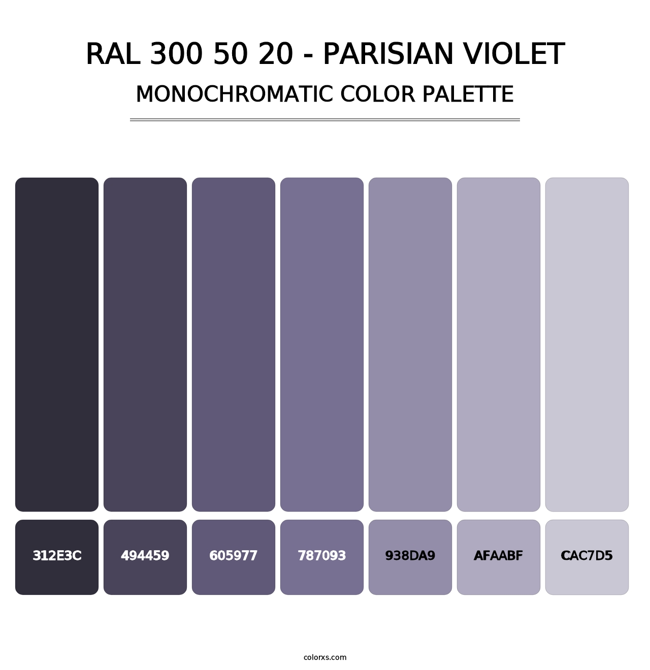 RAL 300 50 20 - Parisian Violet - Monochromatic Color Palette