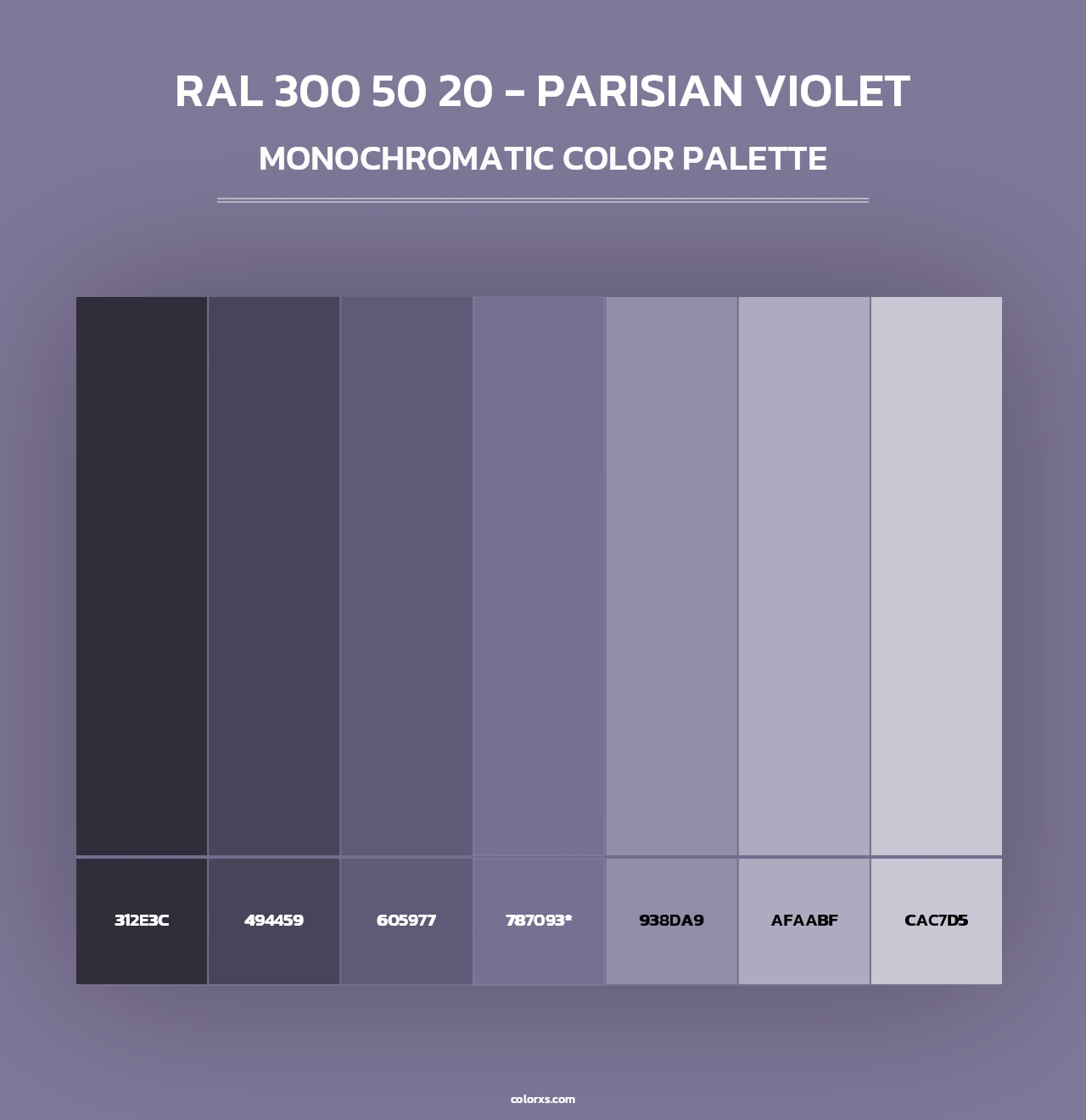 RAL 300 50 20 - Parisian Violet - Monochromatic Color Palette
