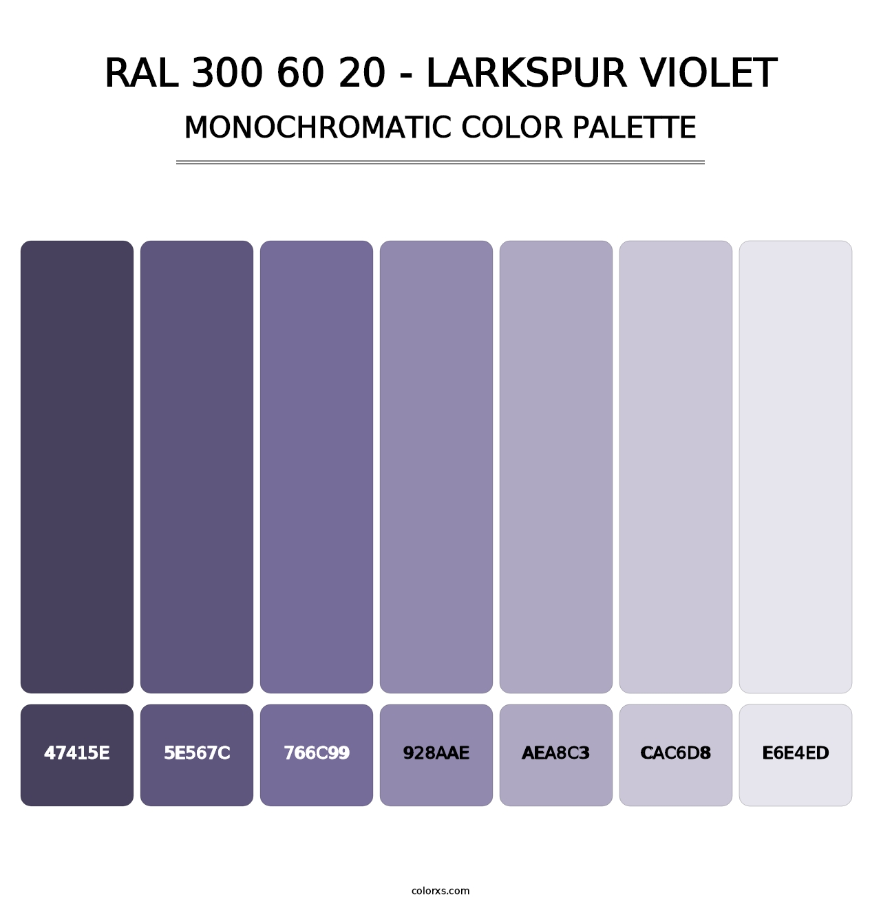 RAL 300 60 20 - Larkspur Violet - Monochromatic Color Palette