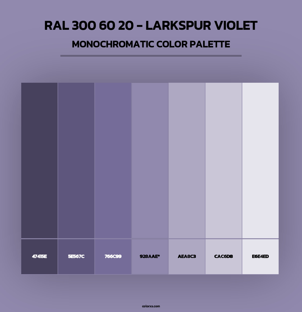 RAL 300 60 20 - Larkspur Violet - Monochromatic Color Palette