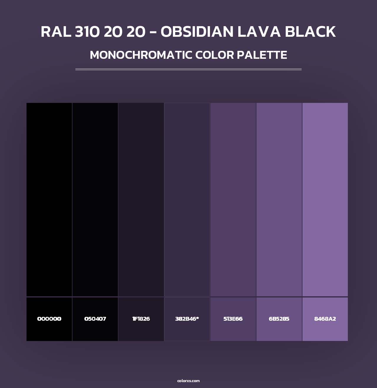 RAL 310 20 20 - Obsidian Lava Black - Monochromatic Color Palette