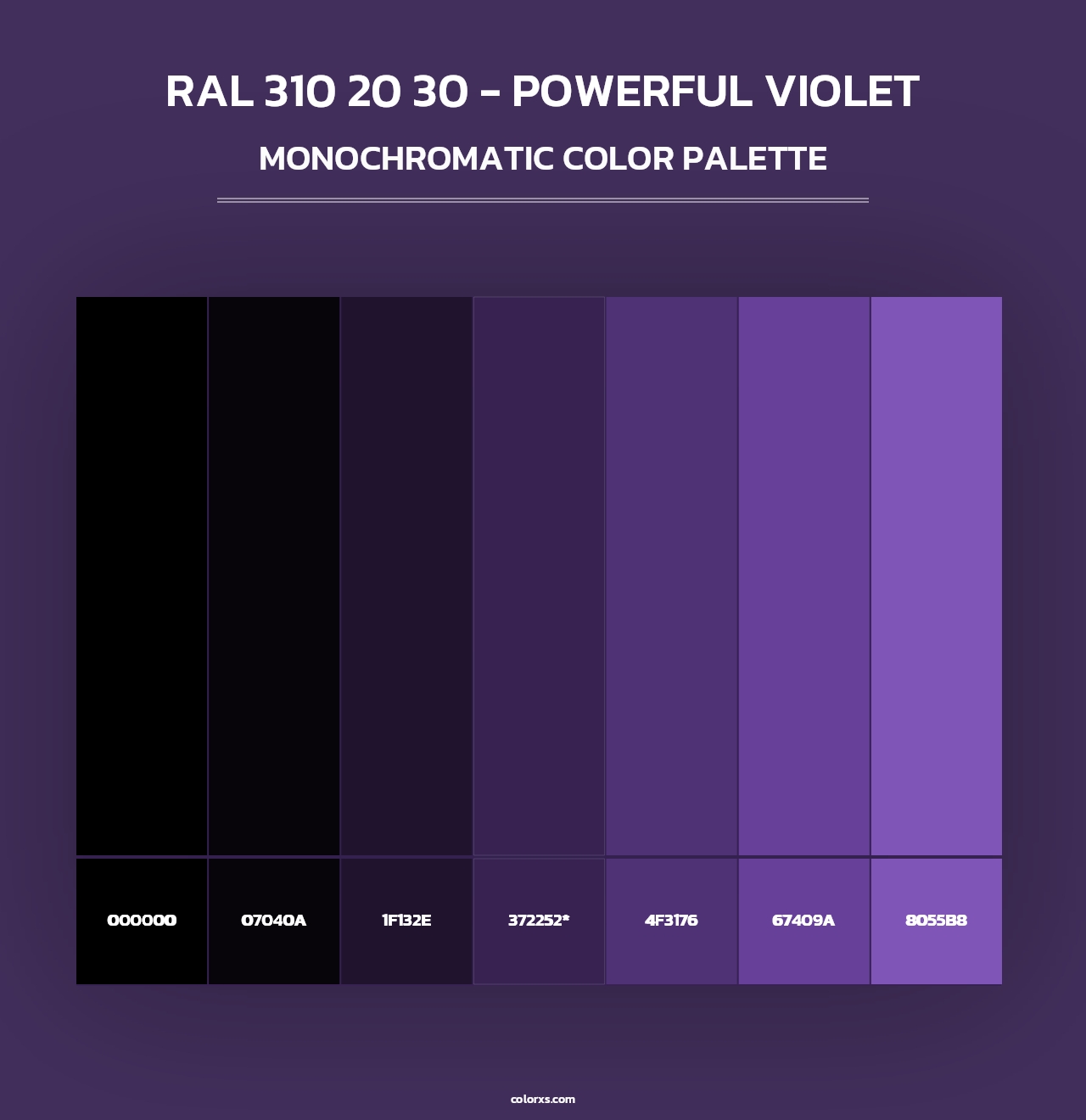 RAL 310 20 30 - Powerful Violet - Monochromatic Color Palette
