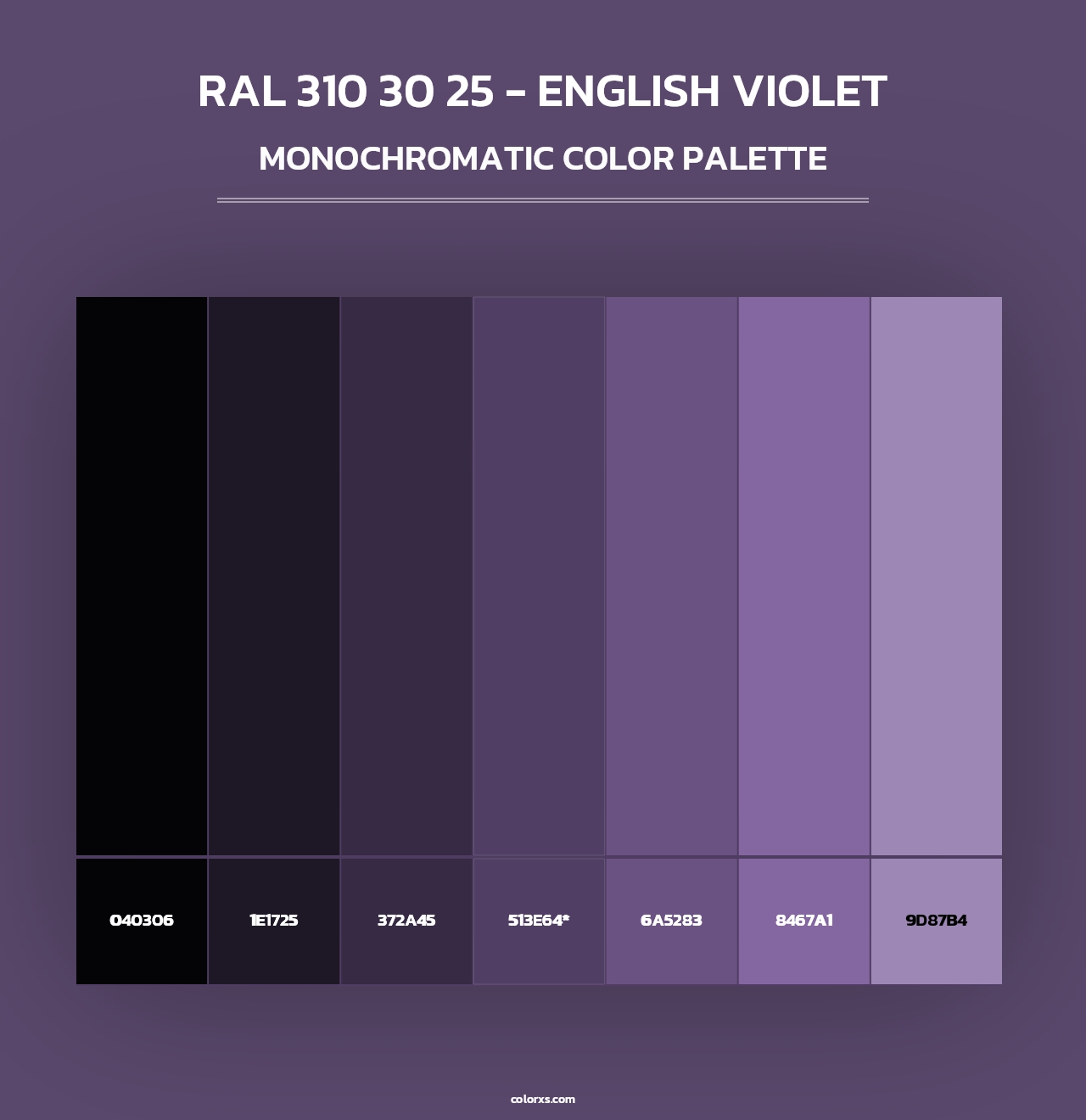 RAL 310 30 25 - English Violet - Monochromatic Color Palette