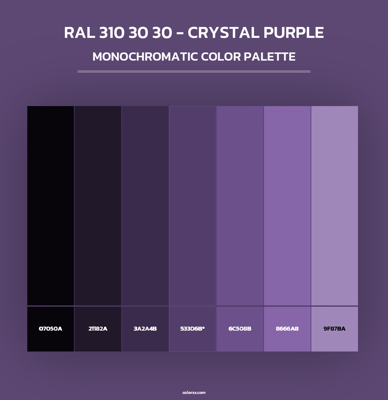 RAL 310 30 30 - Crystal Purple - Monochromatic Color Palette