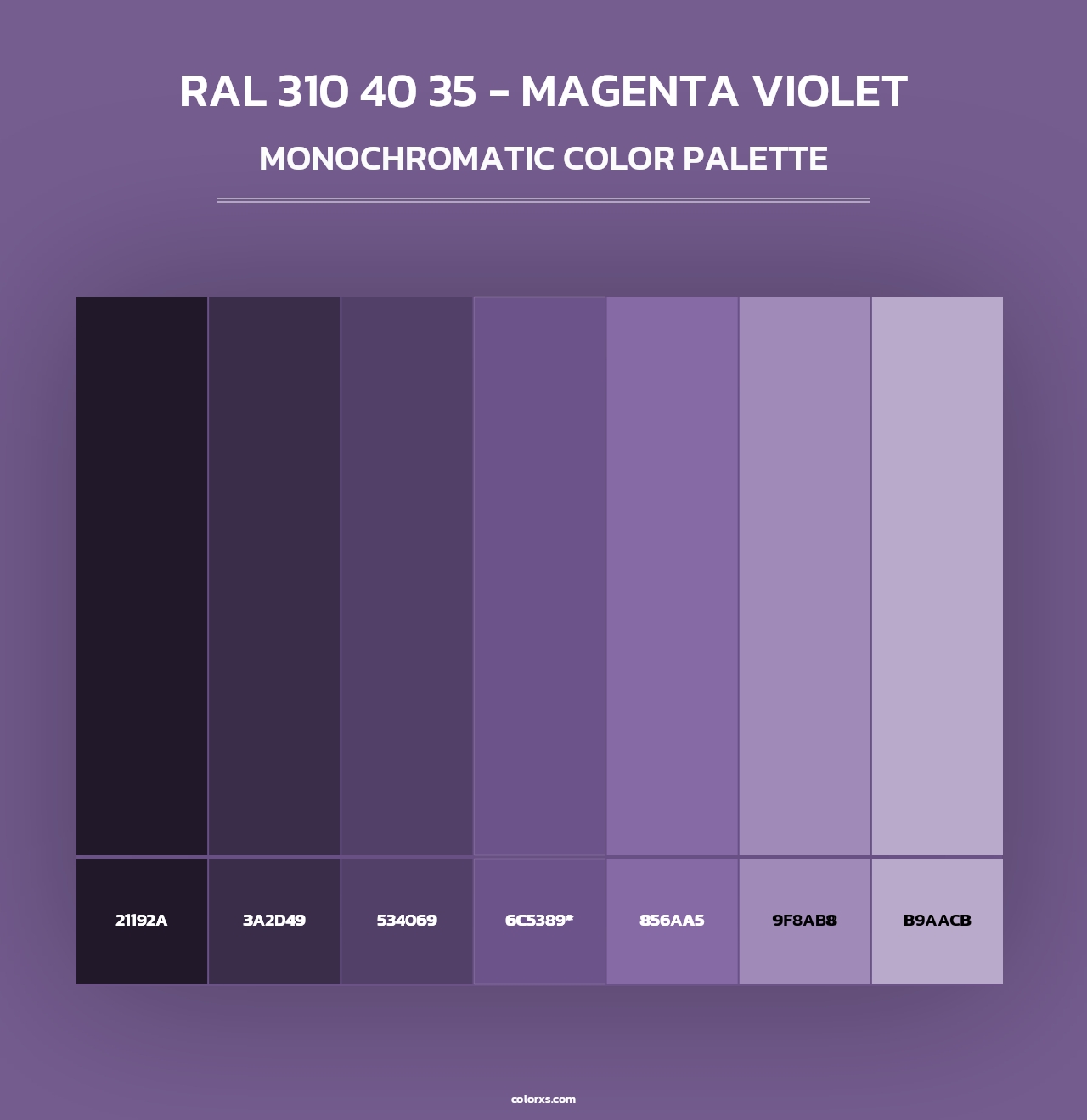 RAL 310 40 35 - Magenta Violet - Monochromatic Color Palette