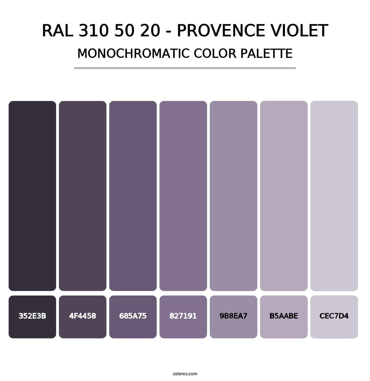 RAL 310 50 20 - Provence Violet - Monochromatic Color Palette