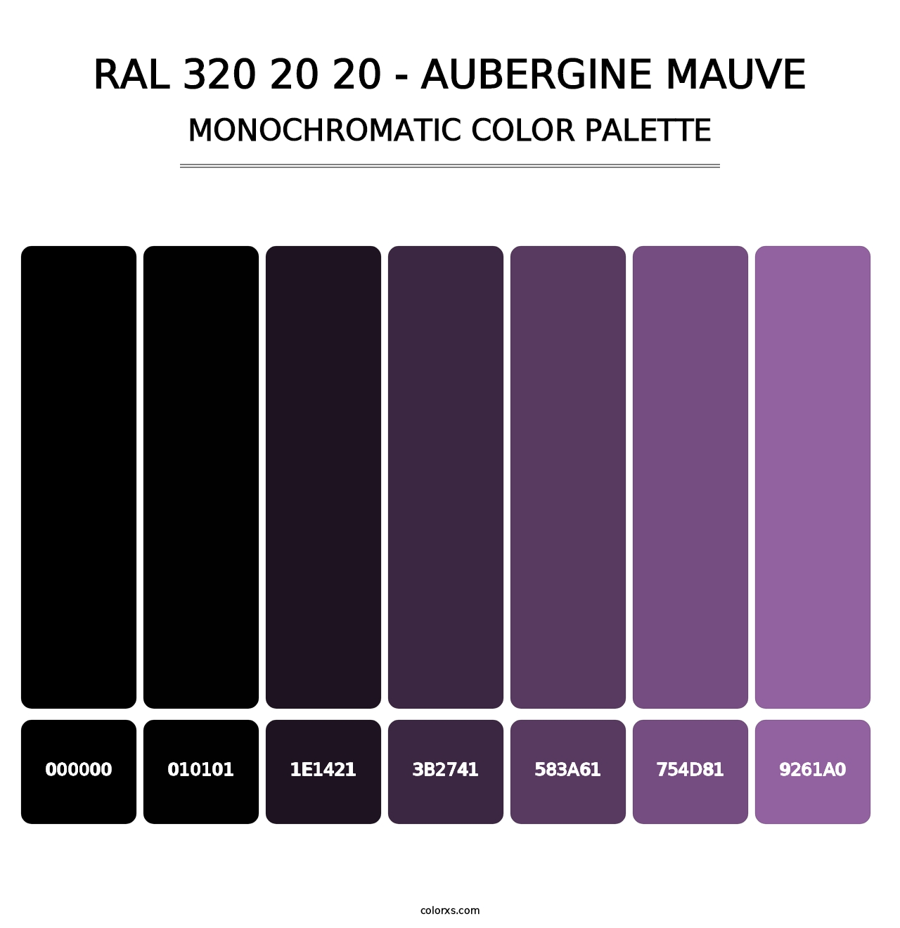 RAL 320 20 20 - Aubergine Mauve - Monochromatic Color Palette