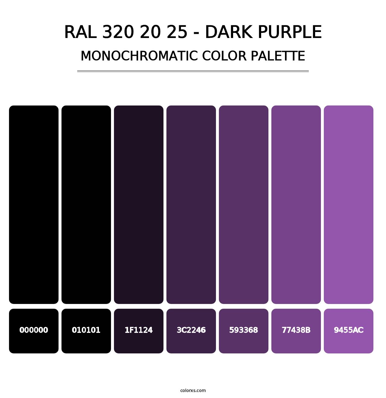 RAL 320 20 25 - Dark Purple - Monochromatic Color Palette