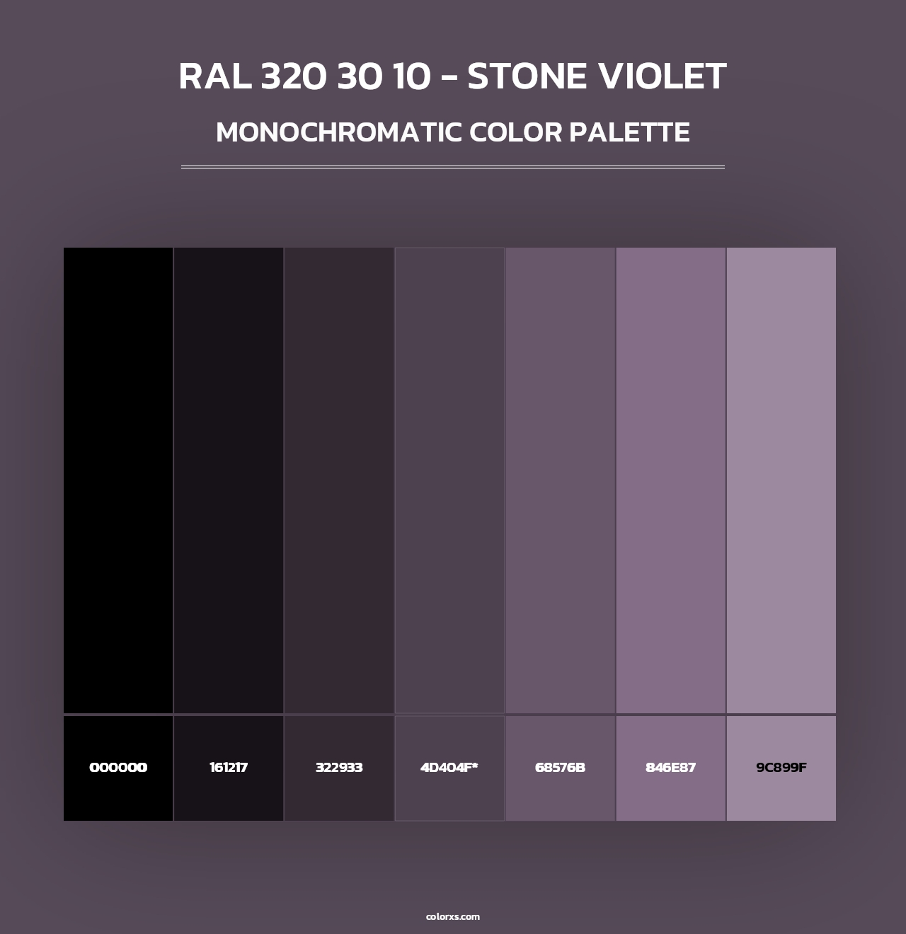 RAL 320 30 10 - Stone Violet - Monochromatic Color Palette