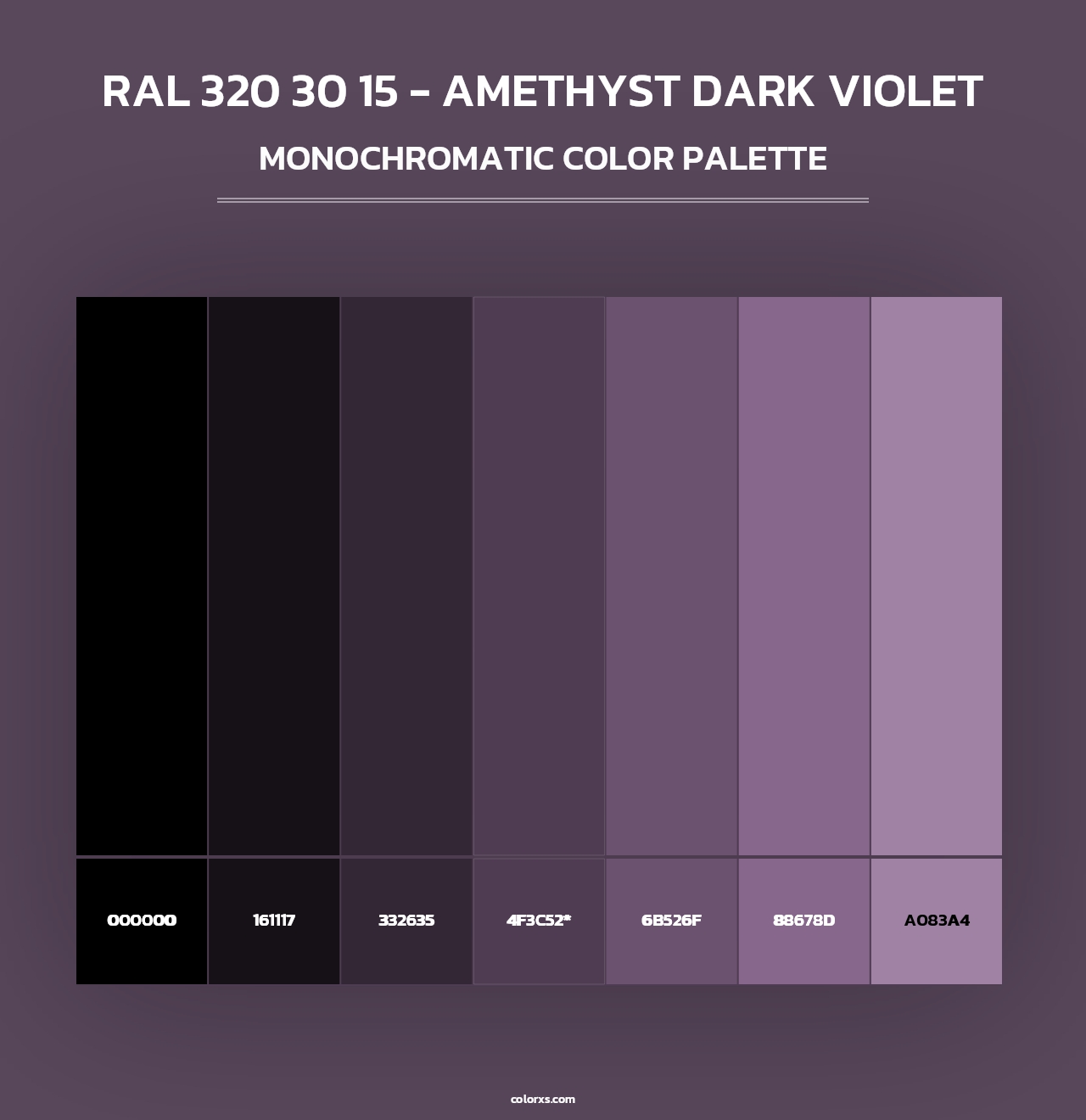 RAL 320 30 15 - Amethyst Dark Violet - Monochromatic Color Palette