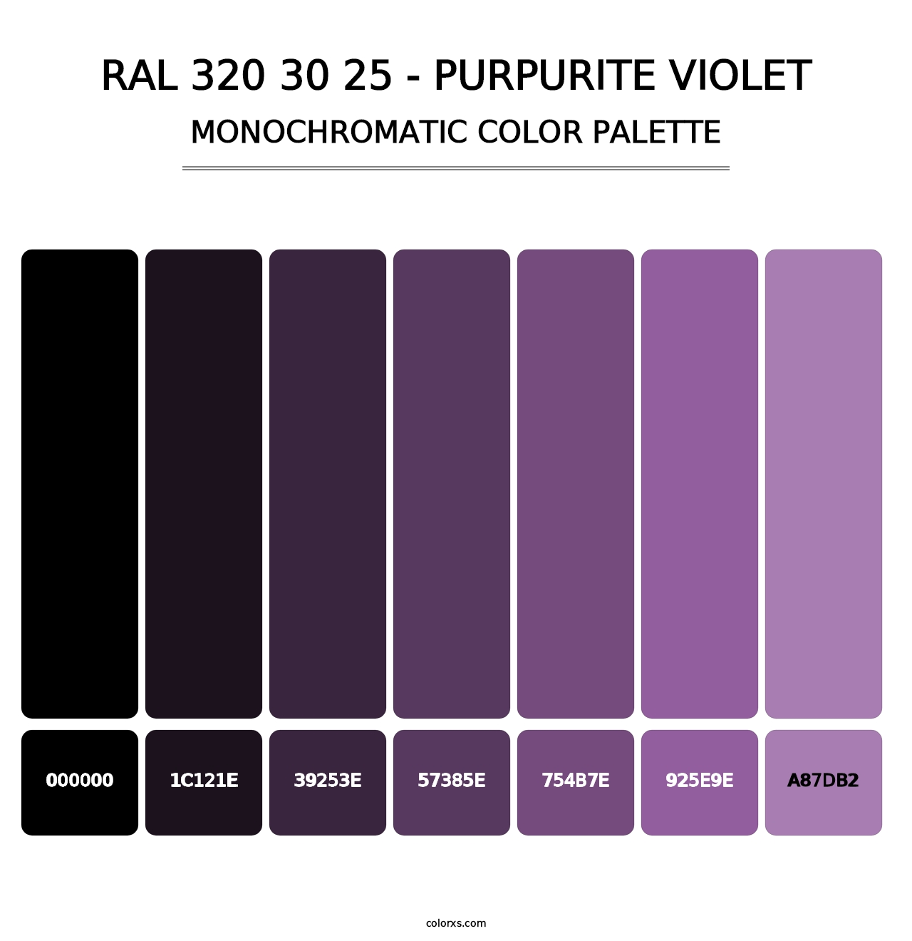 RAL 320 30 25 - Purpurite Violet - Monochromatic Color Palette
