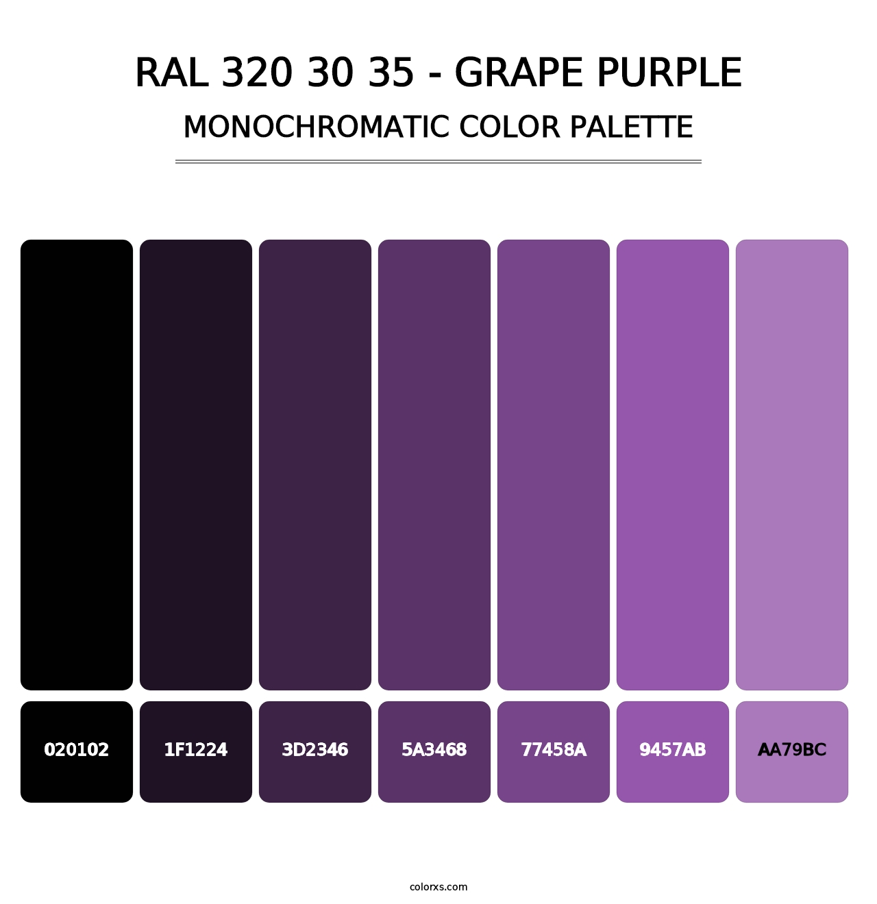 RAL 320 30 35 - Grape Purple - Monochromatic Color Palette