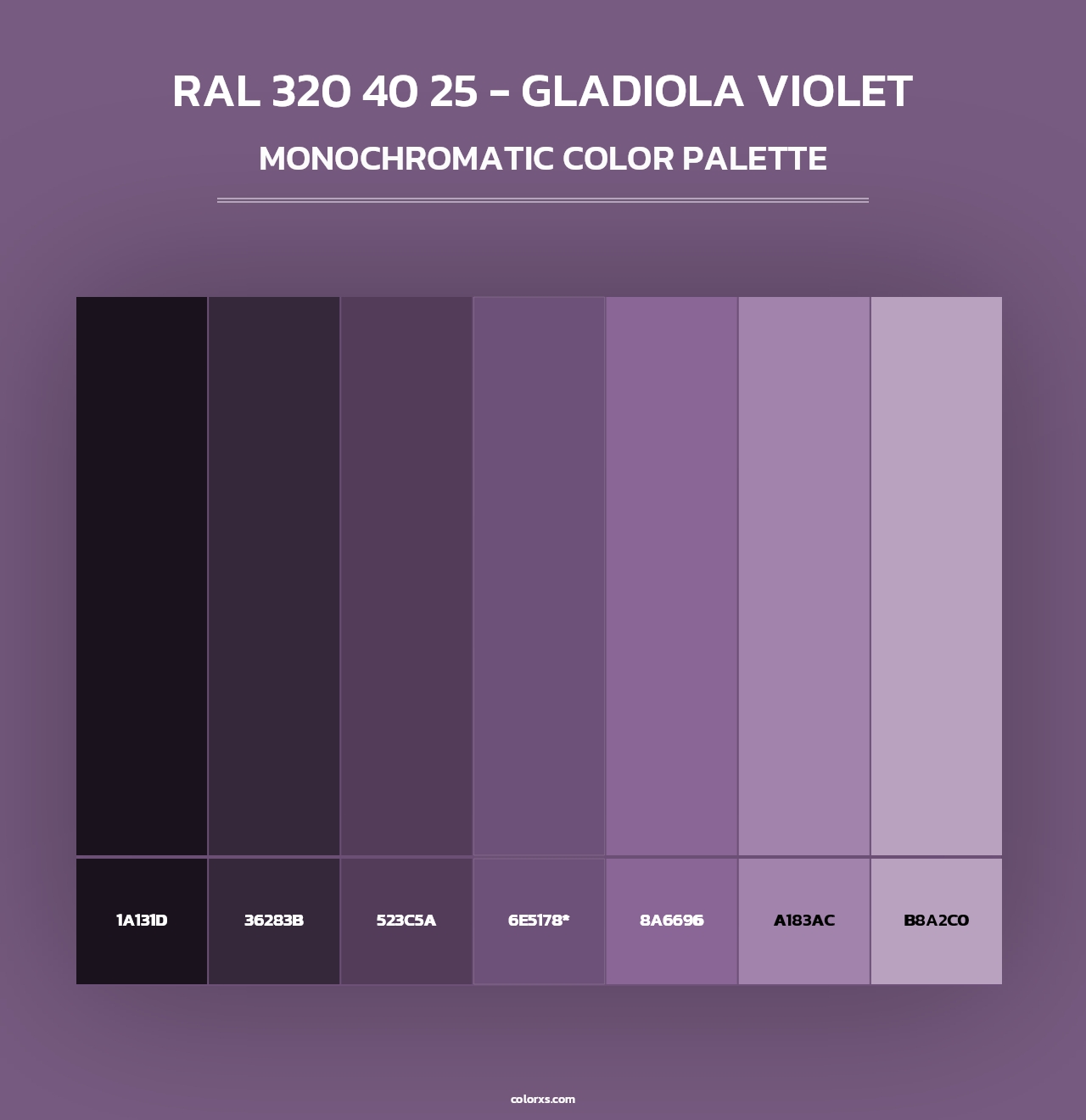 RAL 320 40 25 - Gladiola Violet - Monochromatic Color Palette