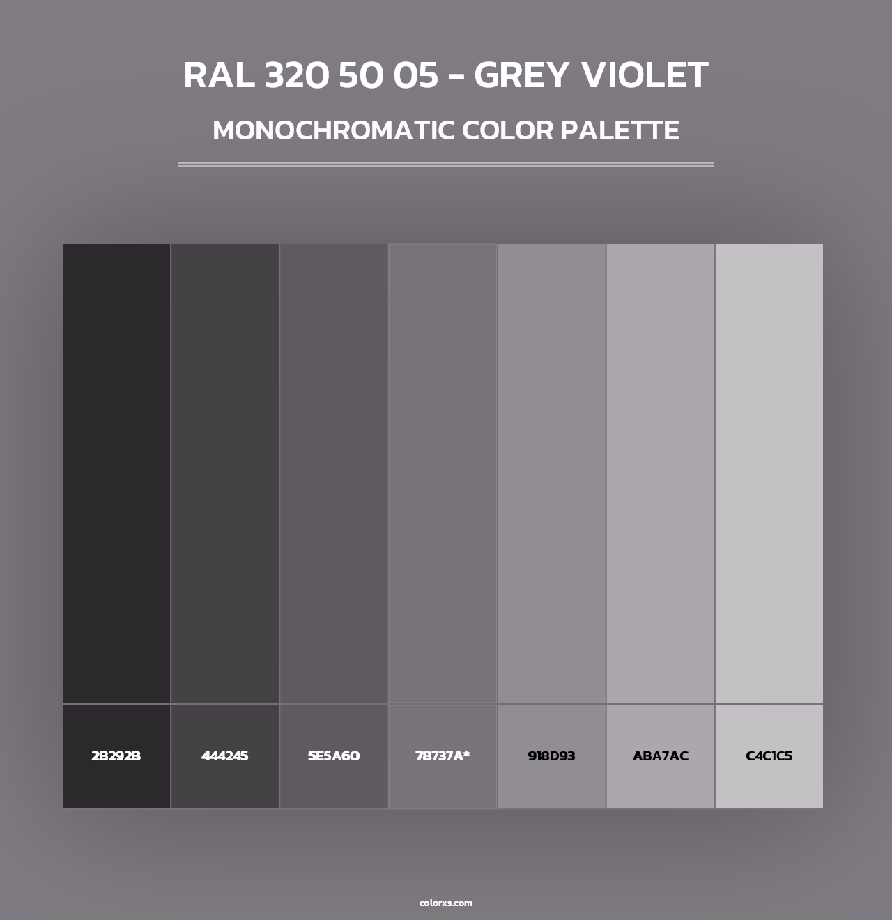 RAL 320 50 05 - Grey Violet - Monochromatic Color Palette