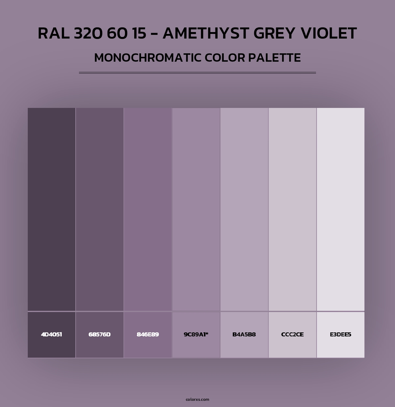 RAL 320 60 15 - Amethyst Grey Violet - Monochromatic Color Palette