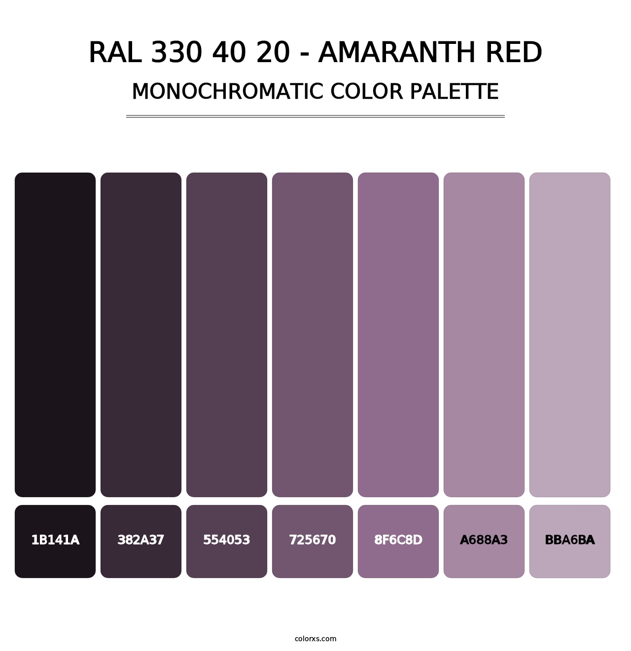 RAL 330 40 20 - Amaranth Red - Monochromatic Color Palette