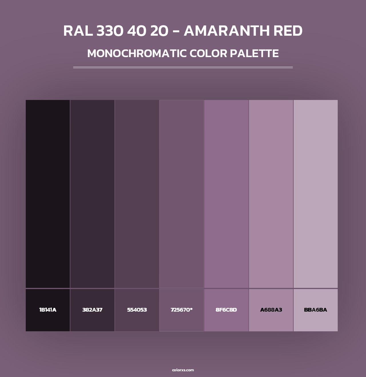 RAL 330 40 20 - Amaranth Red - Monochromatic Color Palette
