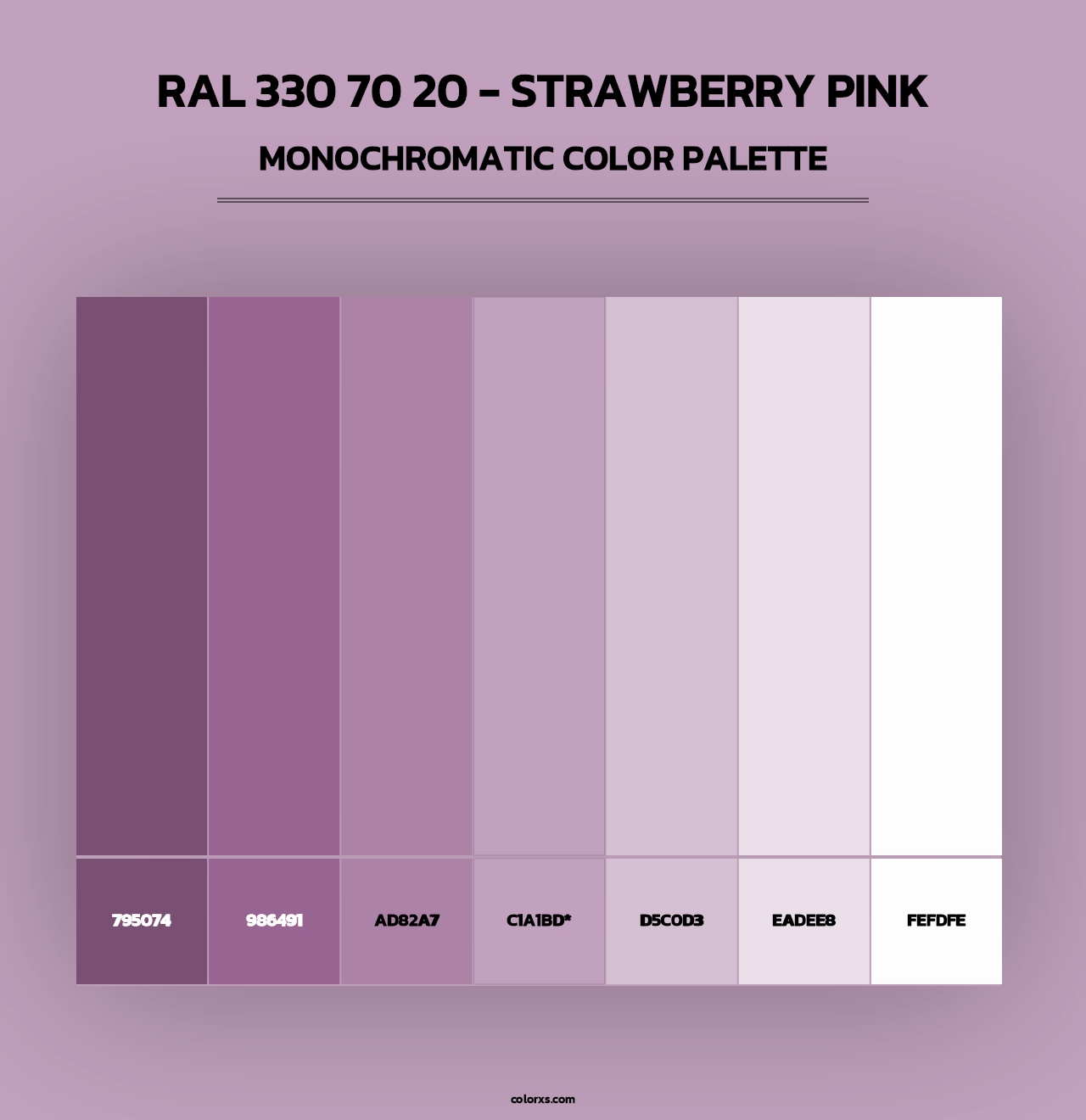RAL 330 70 20 - Strawberry Pink - Monochromatic Color Palette