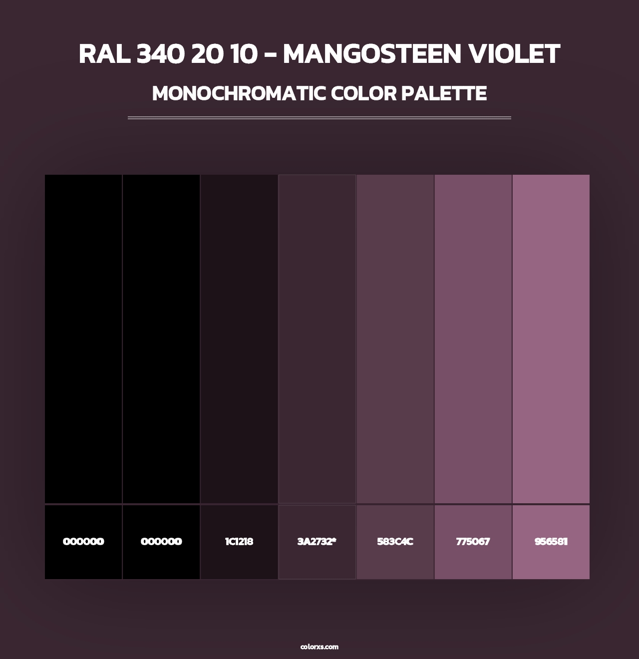 RAL 340 20 10 - Mangosteen Violet - Monochromatic Color Palette