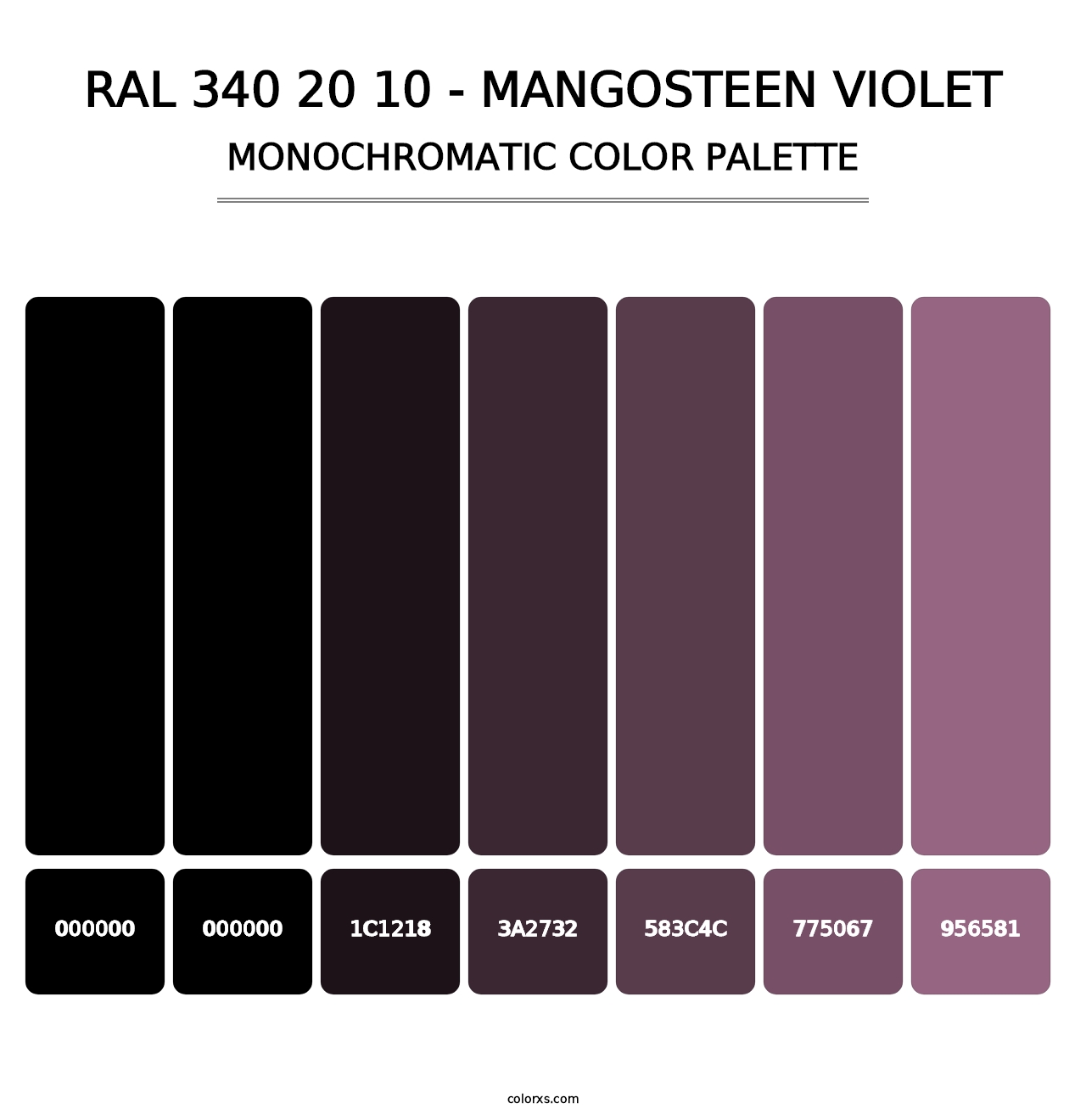 RAL 340 20 10 - Mangosteen Violet - Monochromatic Color Palette