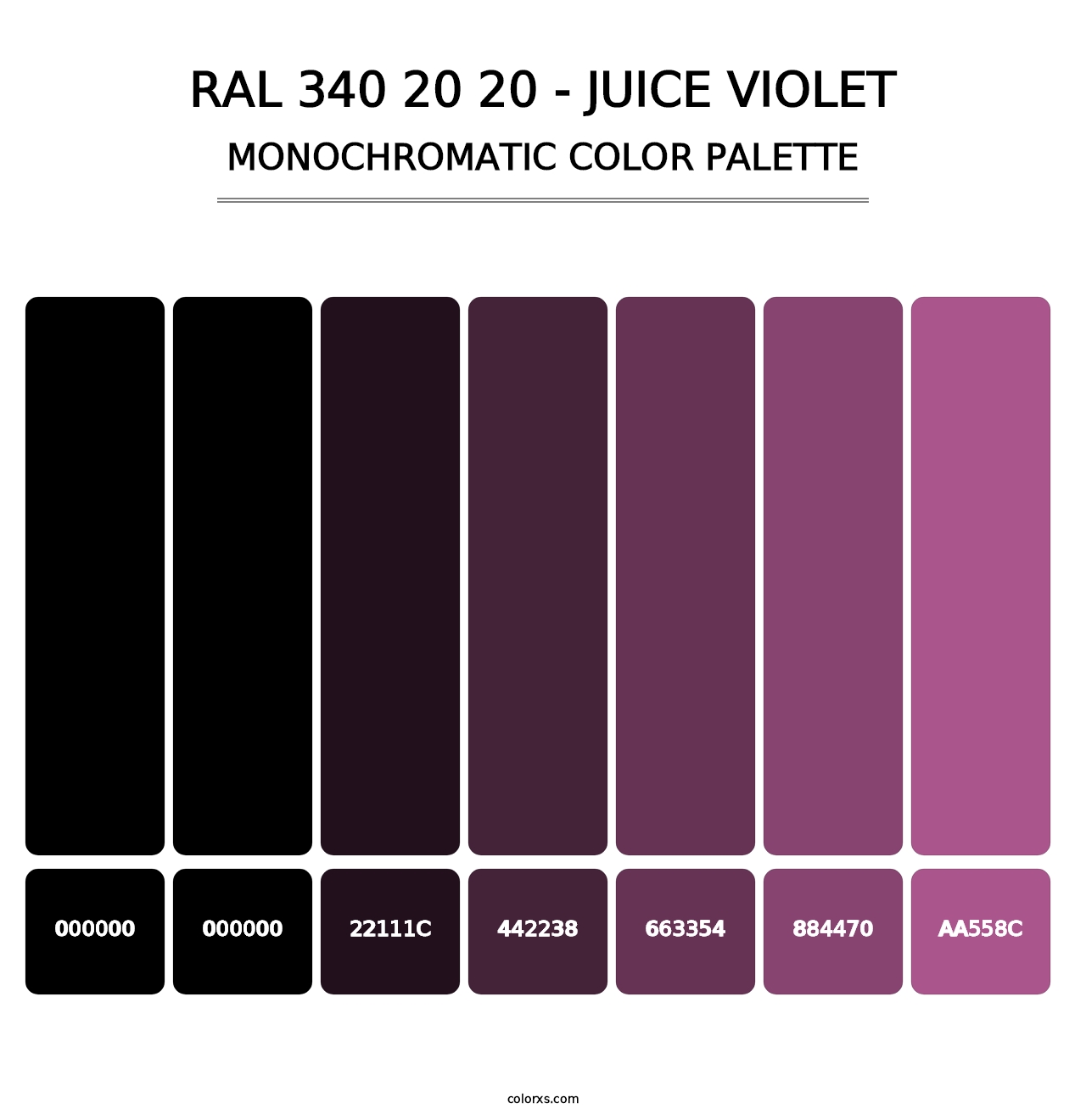 RAL 340 20 20 - Juice Violet - Monochromatic Color Palette