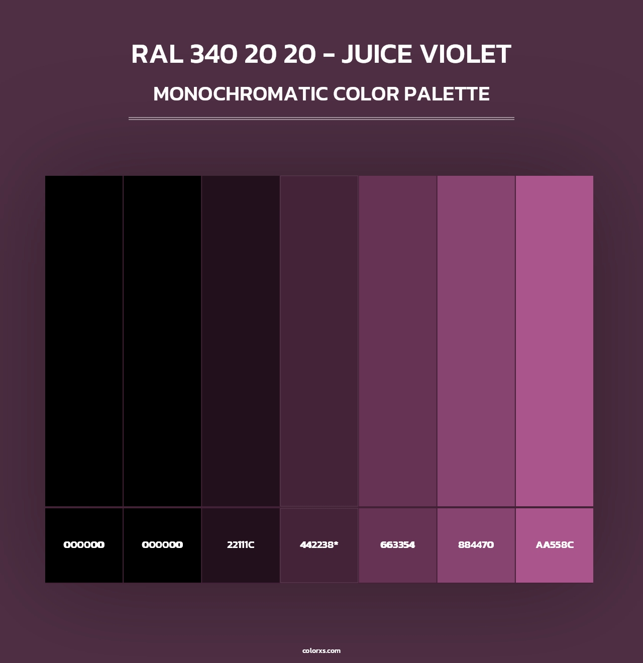 RAL 340 20 20 - Juice Violet - Monochromatic Color Palette