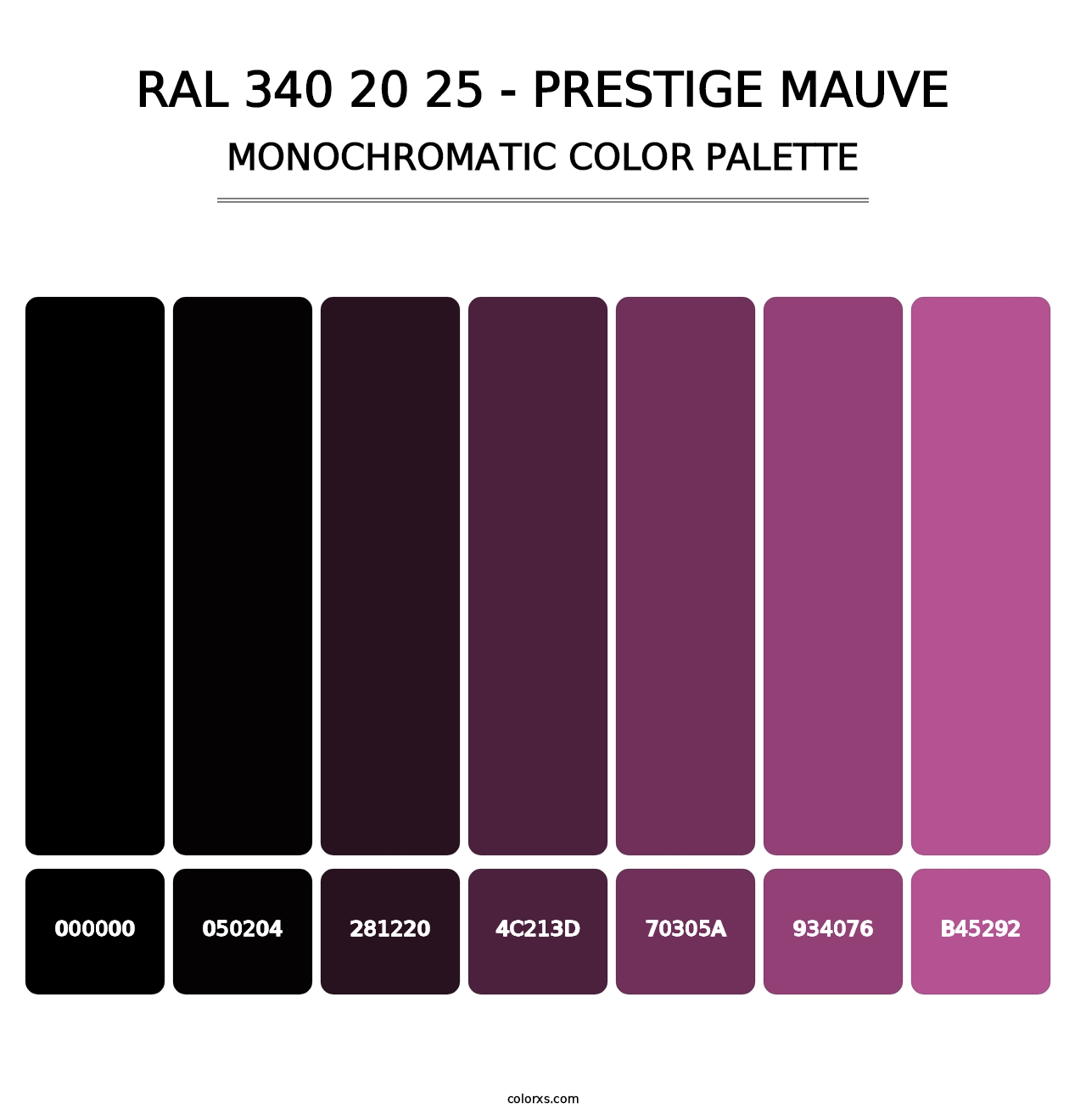 RAL 340 20 25 - Prestige Mauve - Monochromatic Color Palette