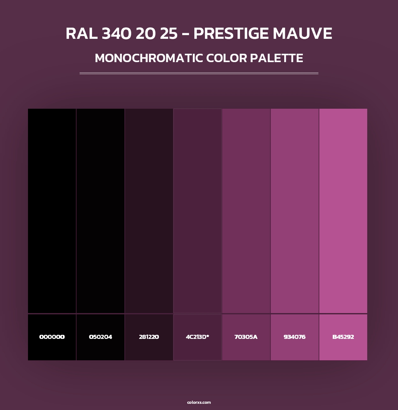 RAL 340 20 25 - Prestige Mauve - Monochromatic Color Palette