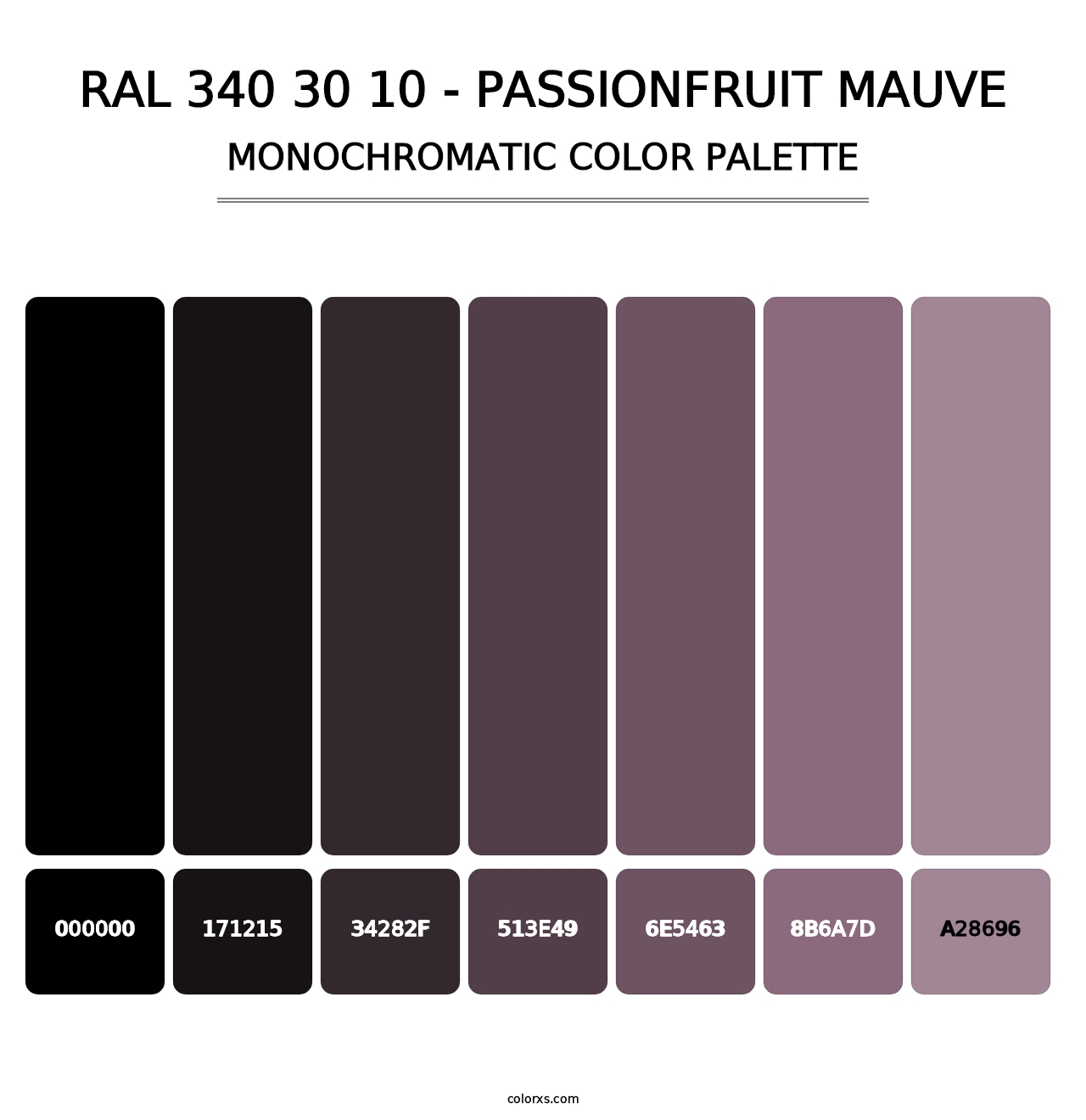 RAL 340 30 10 - Passionfruit Mauve - Monochromatic Color Palette