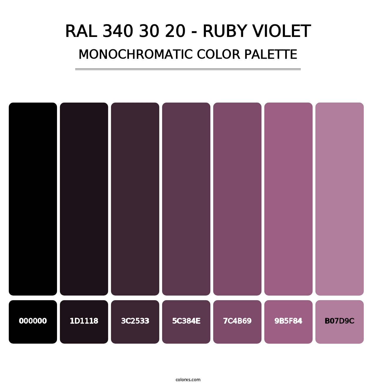 RAL 340 30 20 - Ruby Violet - Monochromatic Color Palette