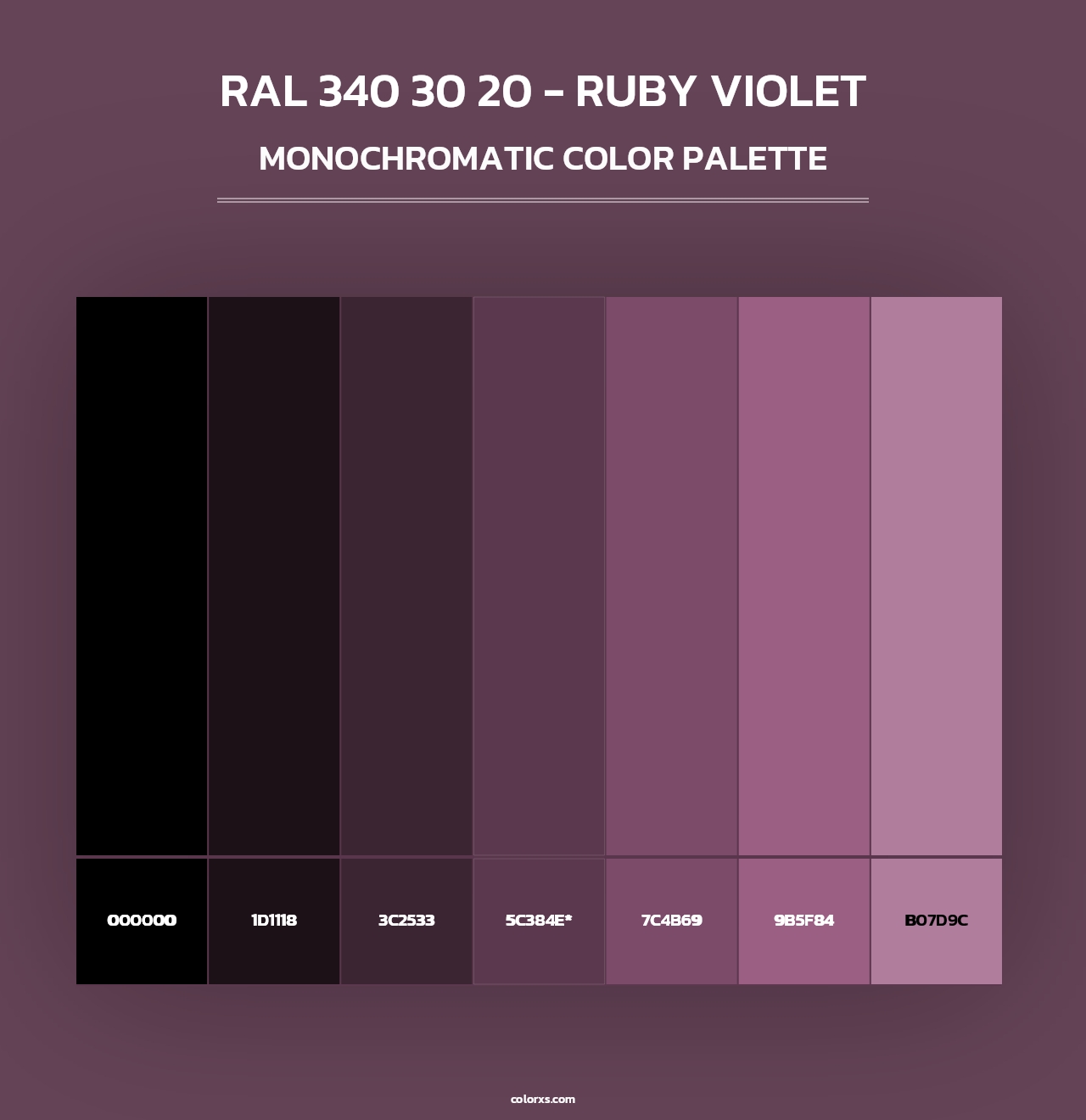 RAL 340 30 20 - Ruby Violet - Monochromatic Color Palette