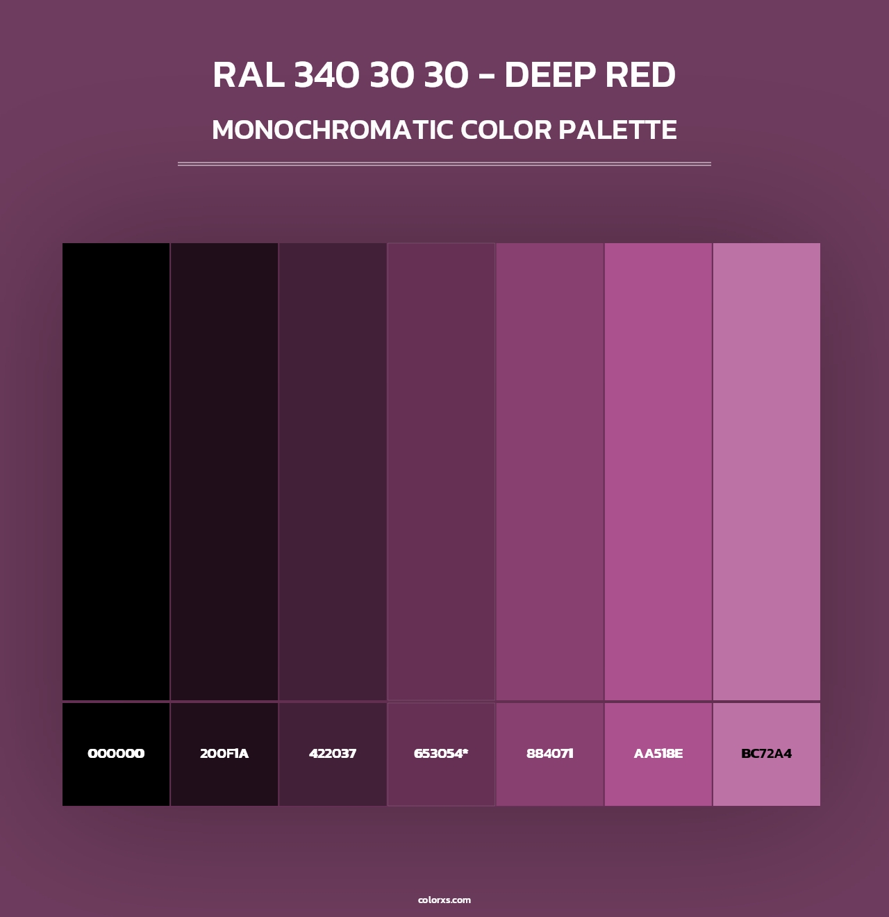 RAL 340 30 30 - Deep Red - Monochromatic Color Palette