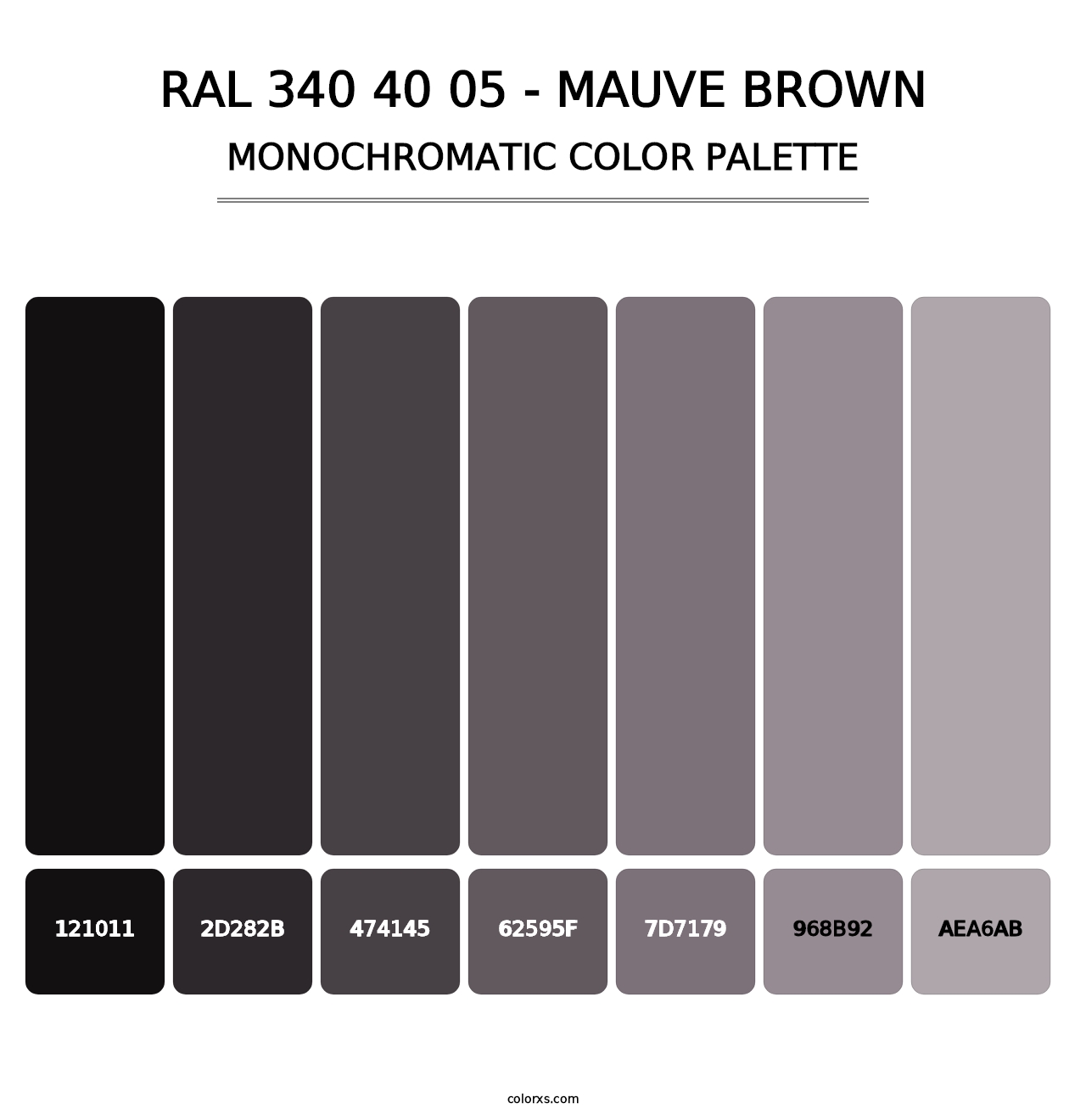 RAL 340 40 05 - Mauve Brown - Monochromatic Color Palette