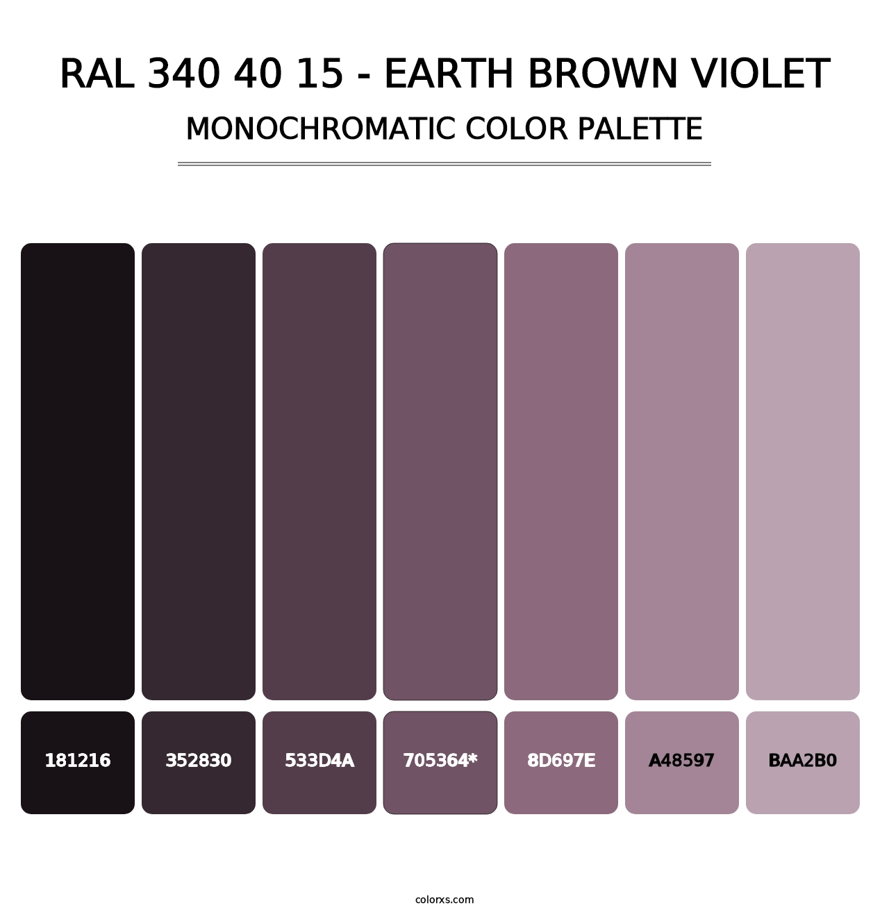 RAL 340 40 15 - Earth Brown Violet - Monochromatic Color Palette