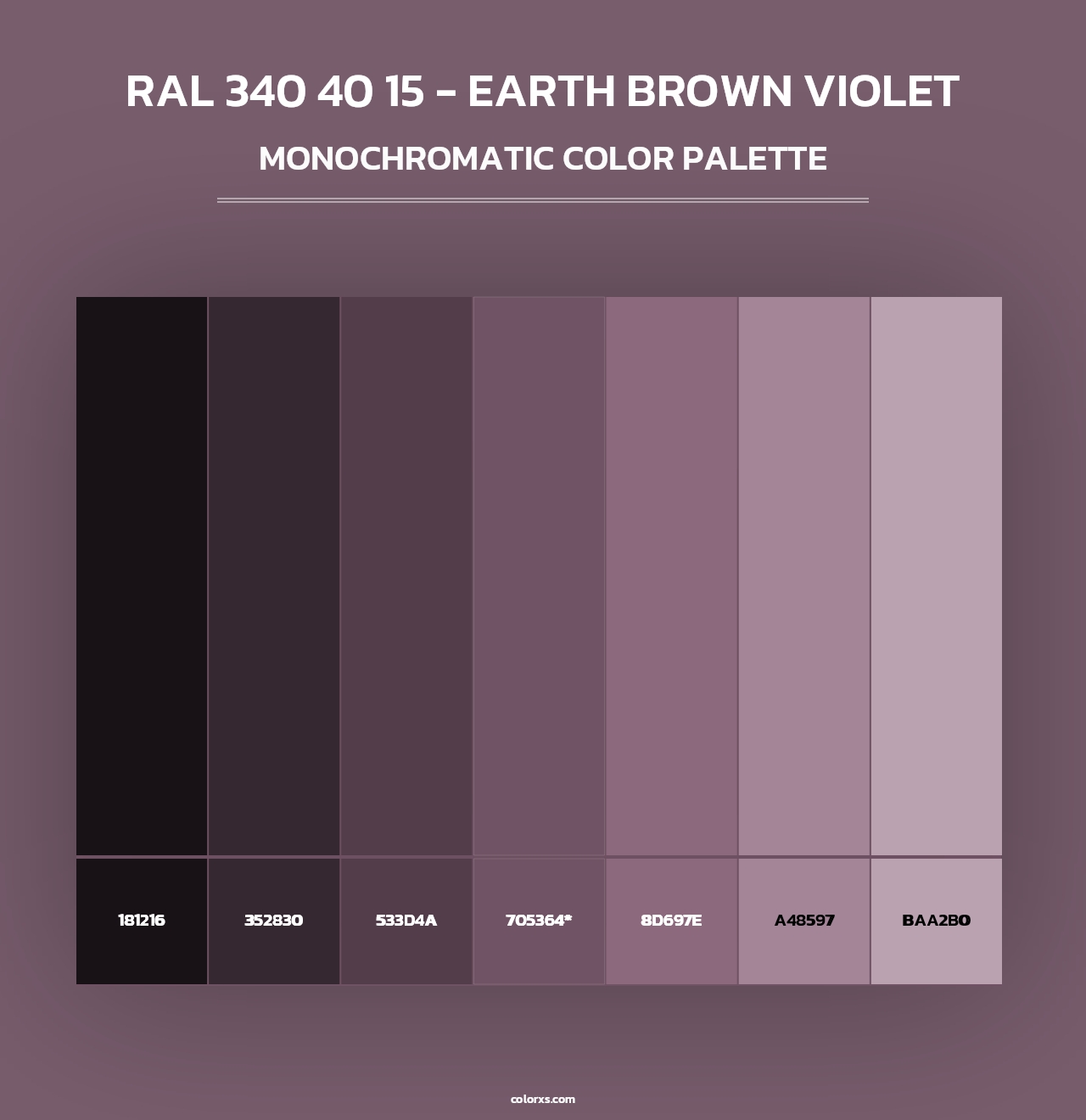 RAL 340 40 15 - Earth Brown Violet - Monochromatic Color Palette
