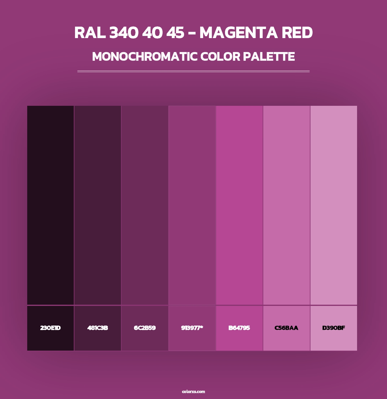 RAL 340 40 45 - Magenta Red - Monochromatic Color Palette