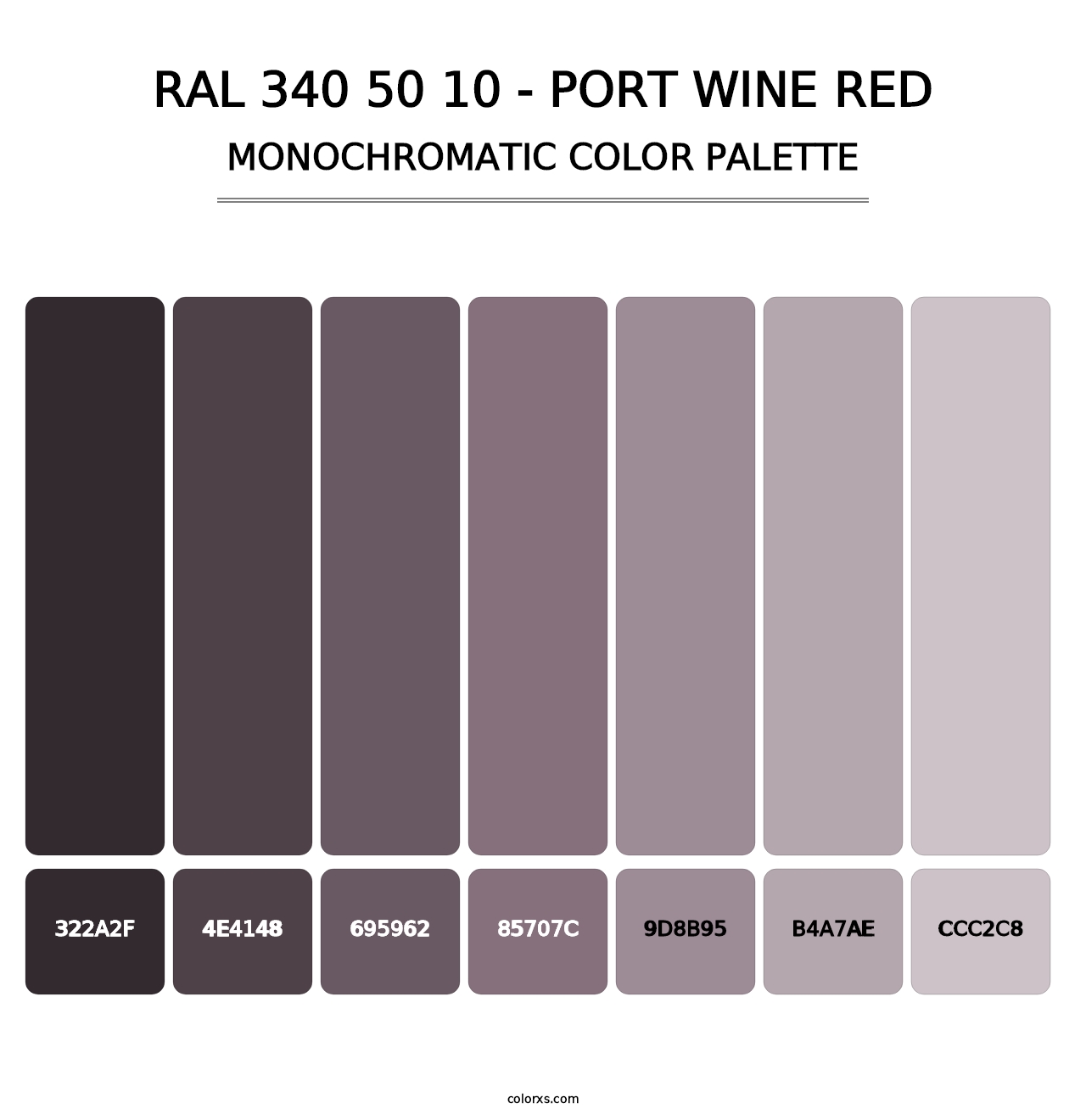 RAL 340 50 10 - Port Wine Red - Monochromatic Color Palette