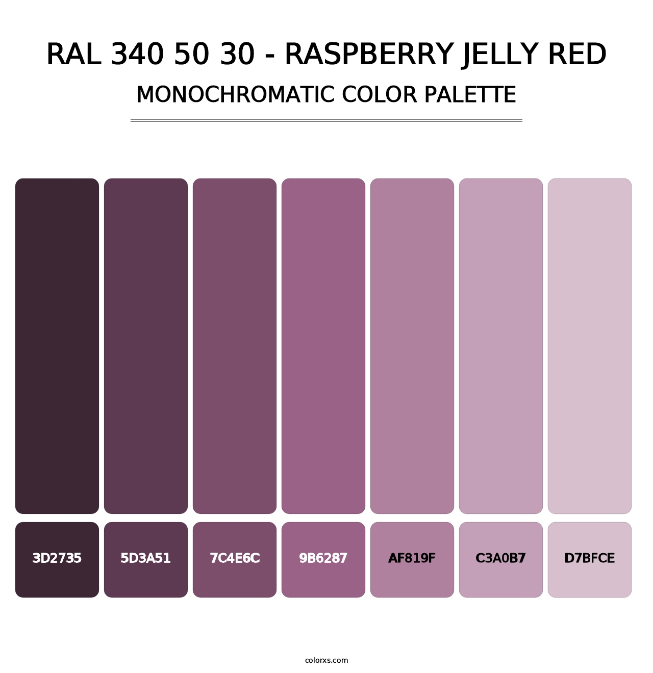 RAL 340 50 30 - Raspberry Jelly Red - Monochromatic Color Palette