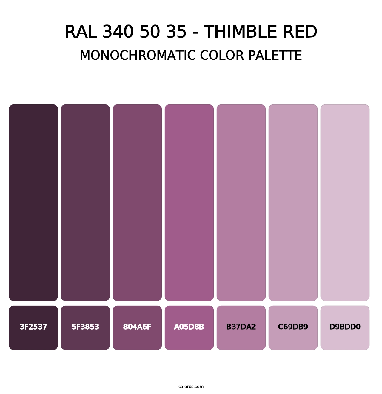 RAL 340 50 35 - Thimble Red - Monochromatic Color Palette