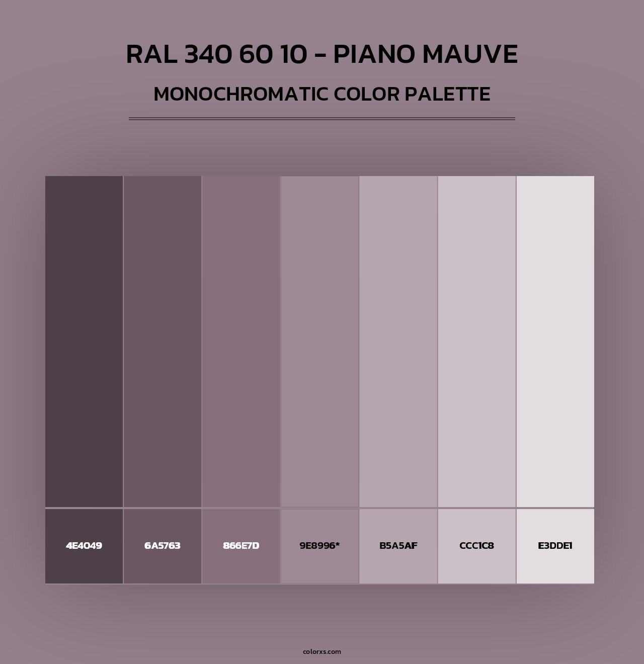 RAL 340 60 10 - Piano Mauve - Monochromatic Color Palette