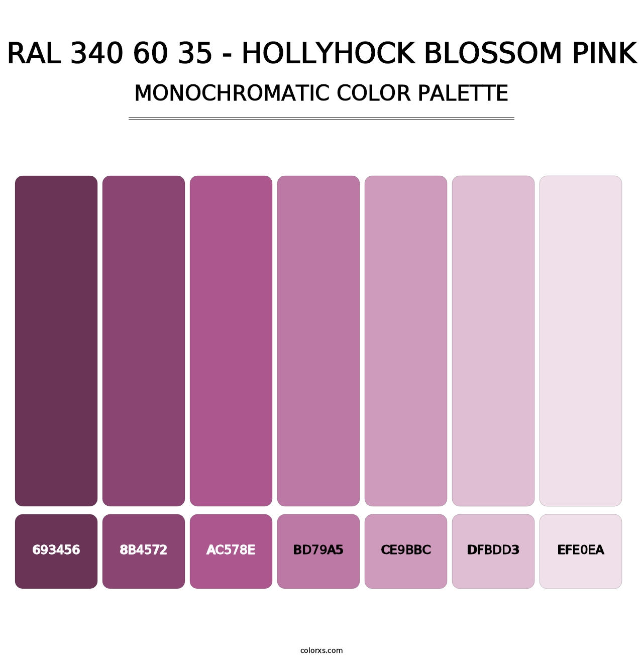 RAL 340 60 35 - Hollyhock Blossom Pink - Monochromatic Color Palette