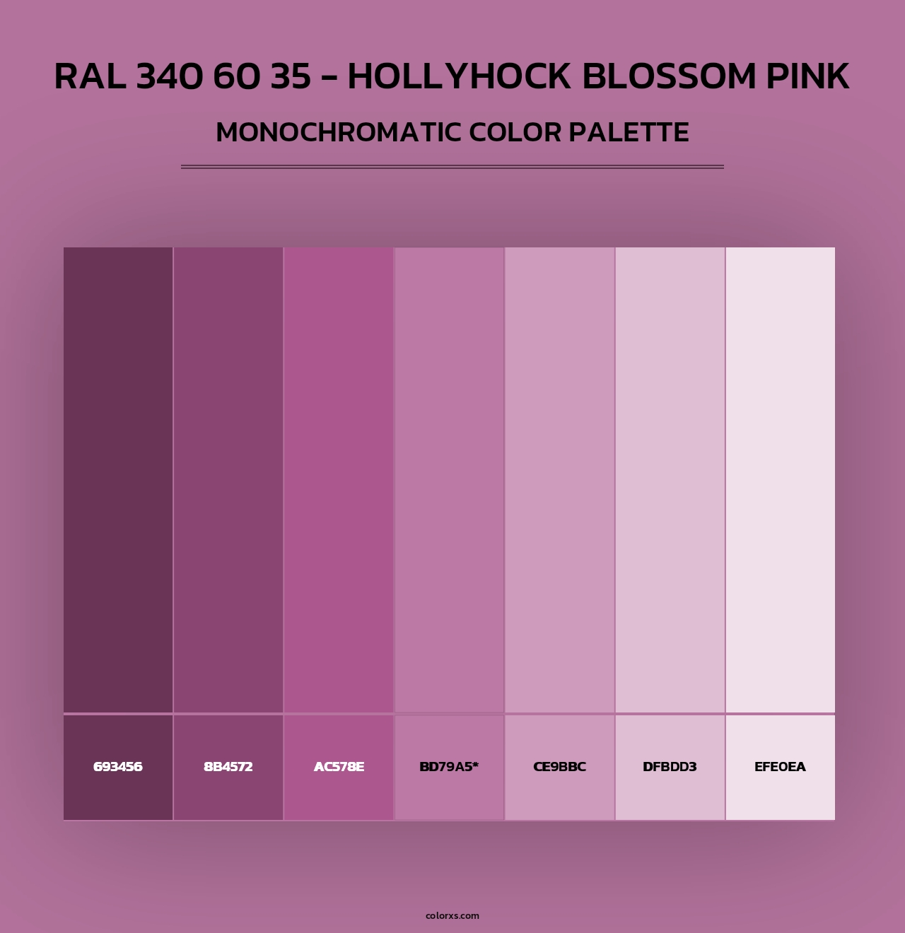 RAL 340 60 35 - Hollyhock Blossom Pink - Monochromatic Color Palette