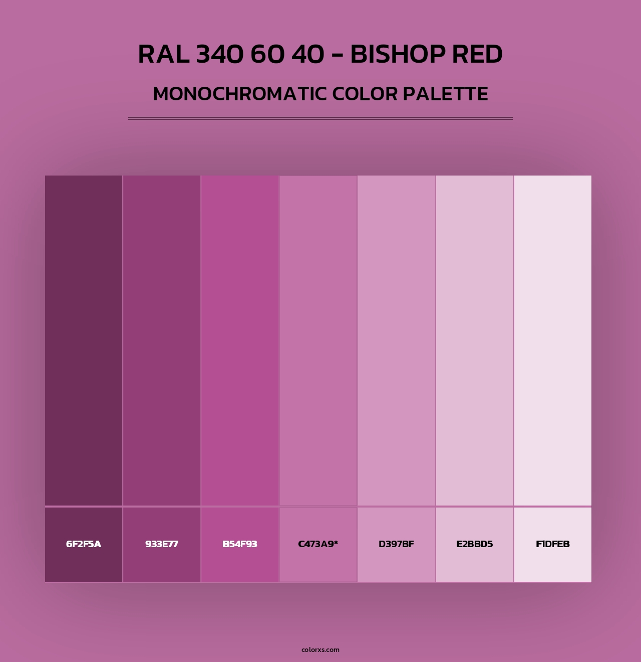 RAL 340 60 40 - Bishop Red - Monochromatic Color Palette