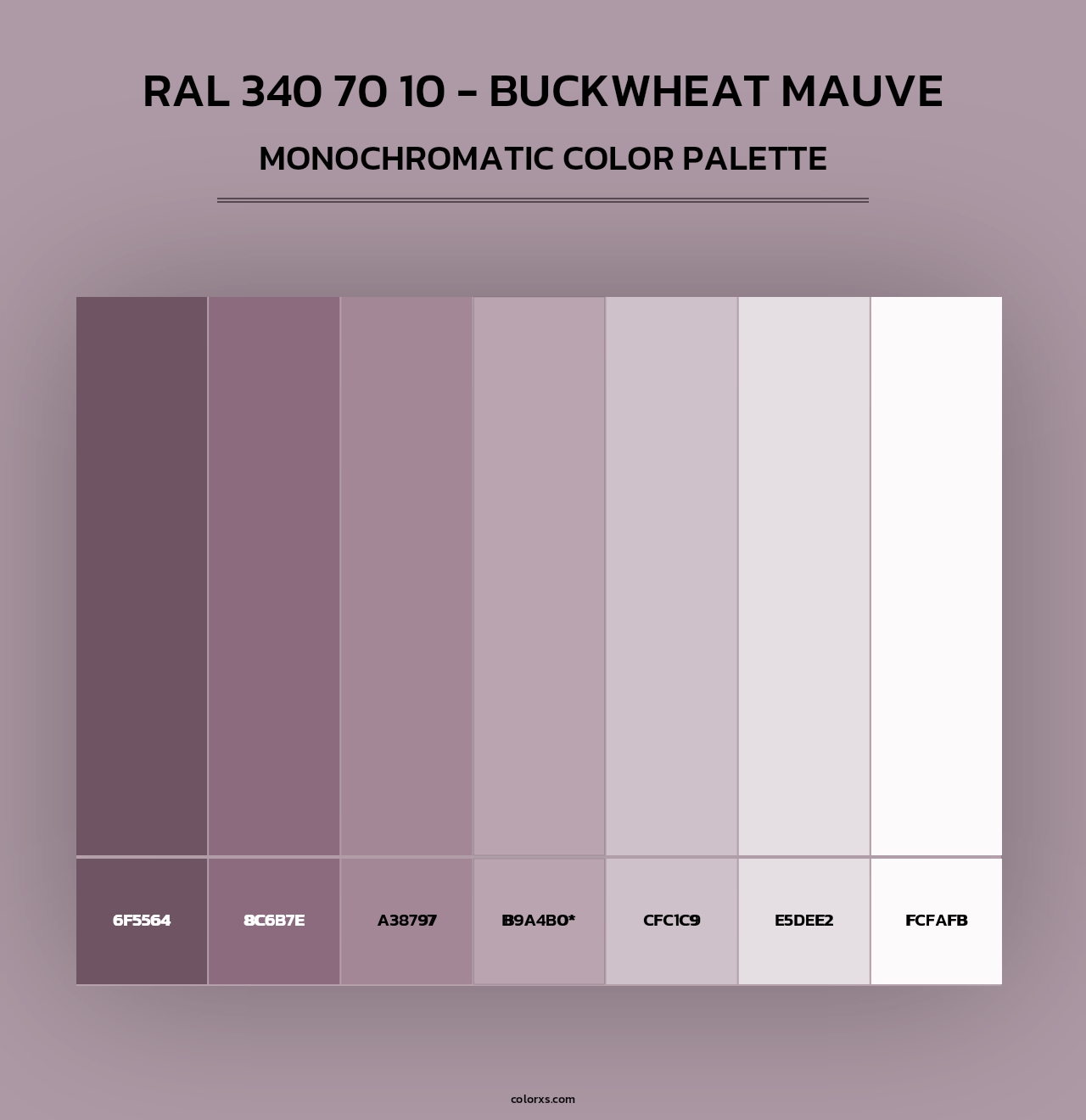 RAL 340 70 10 - Buckwheat Mauve - Monochromatic Color Palette
