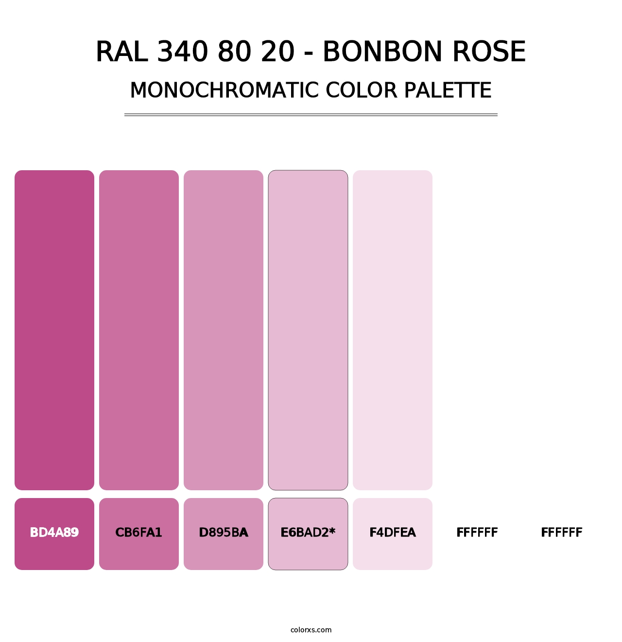 RAL 340 80 20 - Bonbon Rose - Monochromatic Color Palette