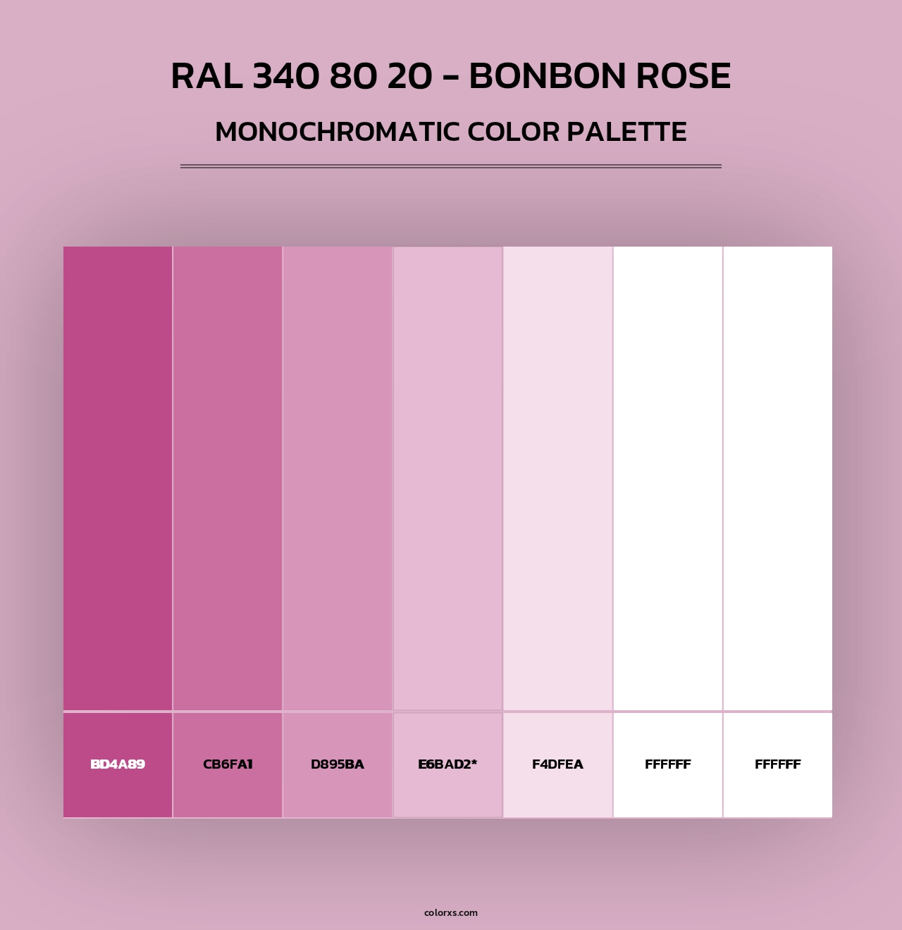 RAL 340 80 20 - Bonbon Rose - Monochromatic Color Palette