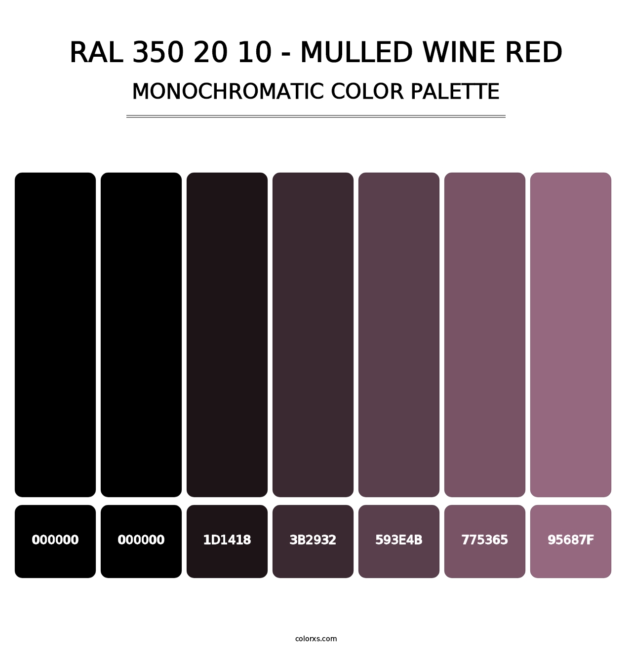 RAL 350 20 10 - Mulled Wine Red - Monochromatic Color Palette