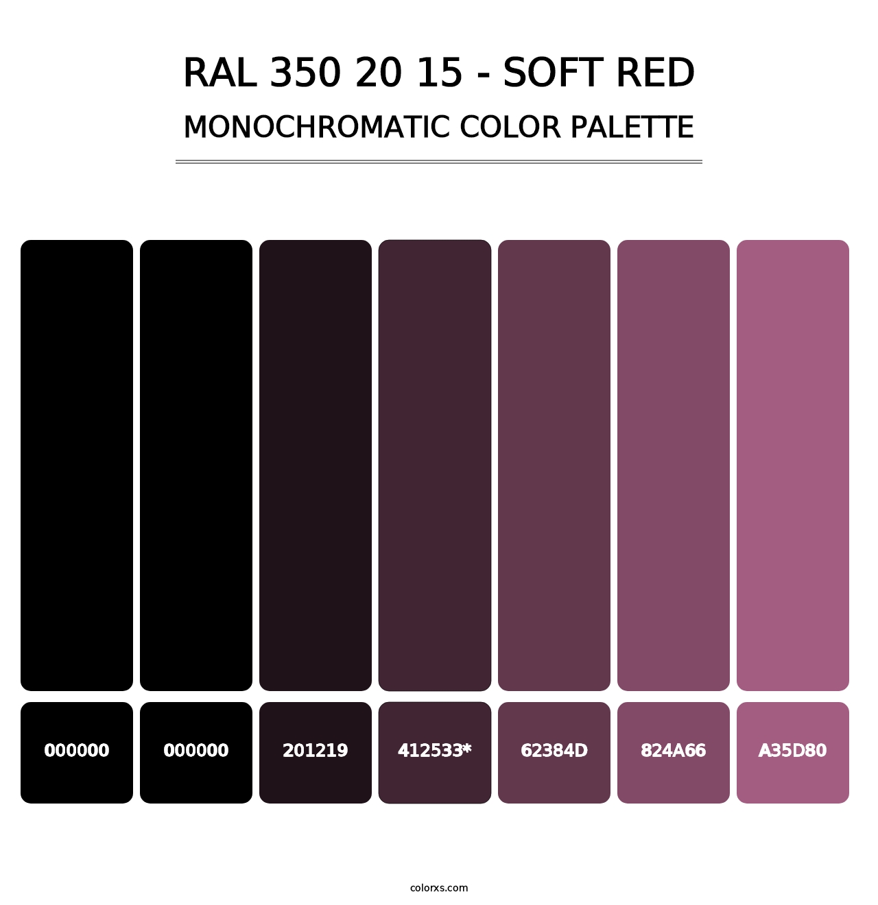 RAL 350 20 15 - Soft Red - Monochromatic Color Palette