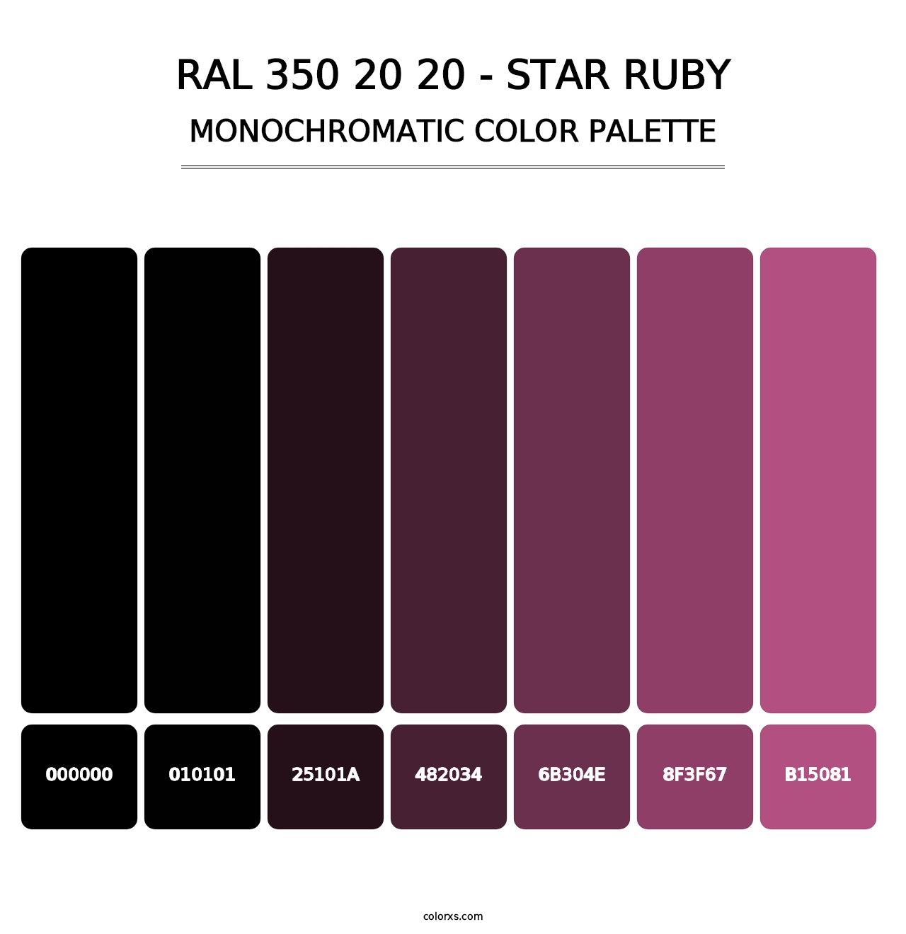 RAL 350 20 20 - Star Ruby - Monochromatic Color Palette