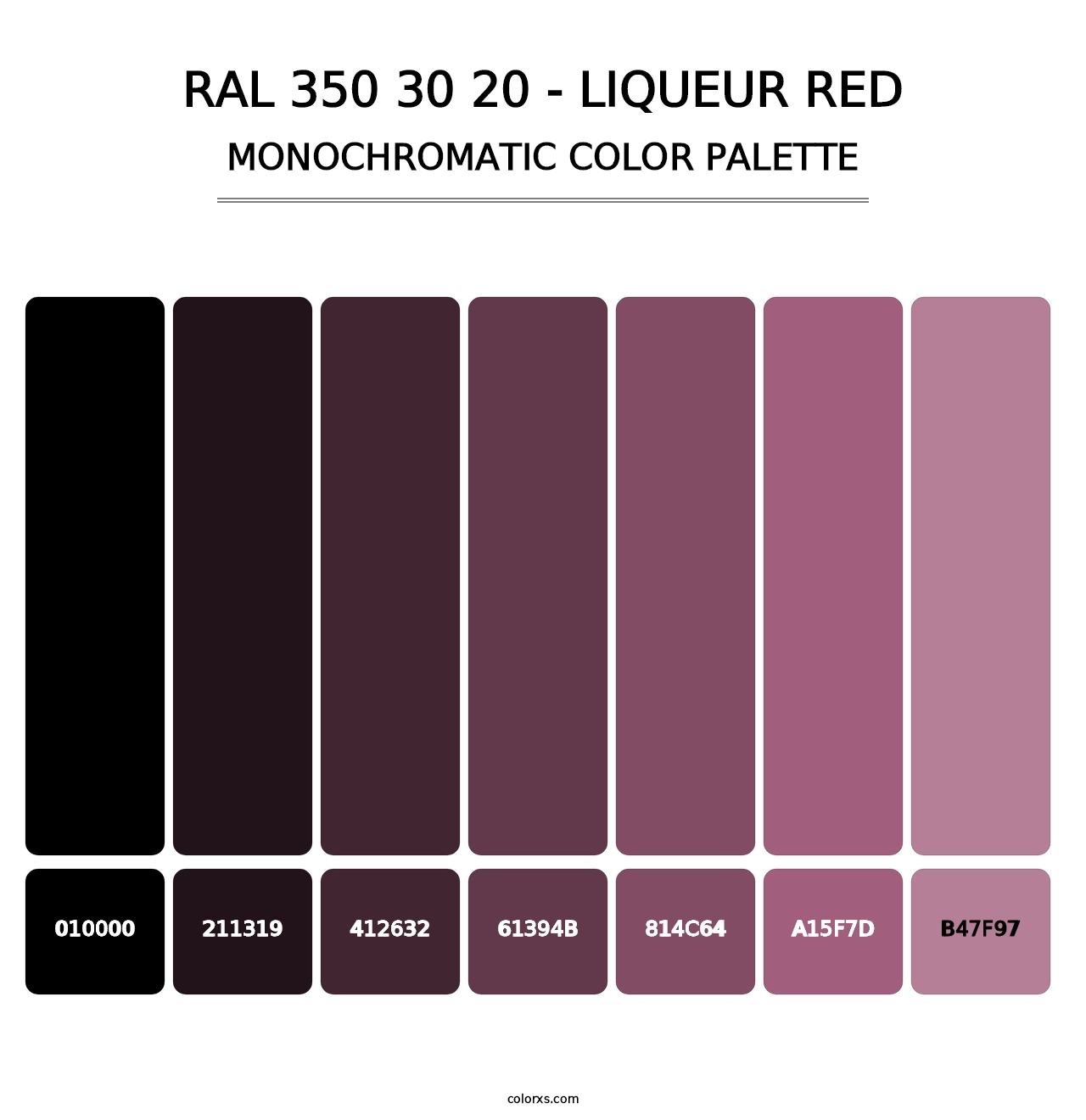 RAL 350 30 20 - Liqueur Red - Monochromatic Color Palette
